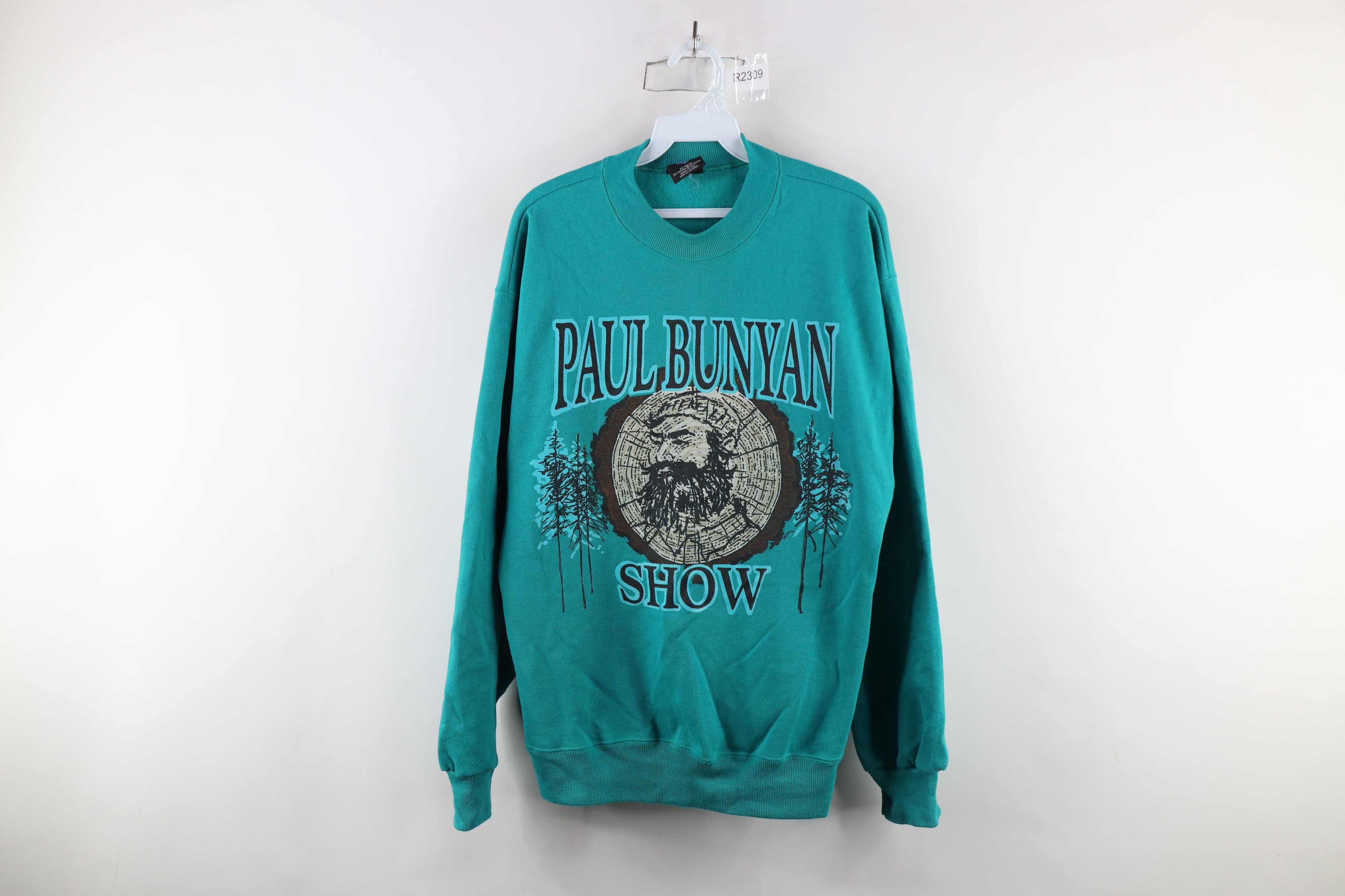 Vintage Vintage 90s Paul Bunyan Show Forestry Sweatshirt Teal USA Size US L / EU 52-54 / 3 - 1 Thumbnail