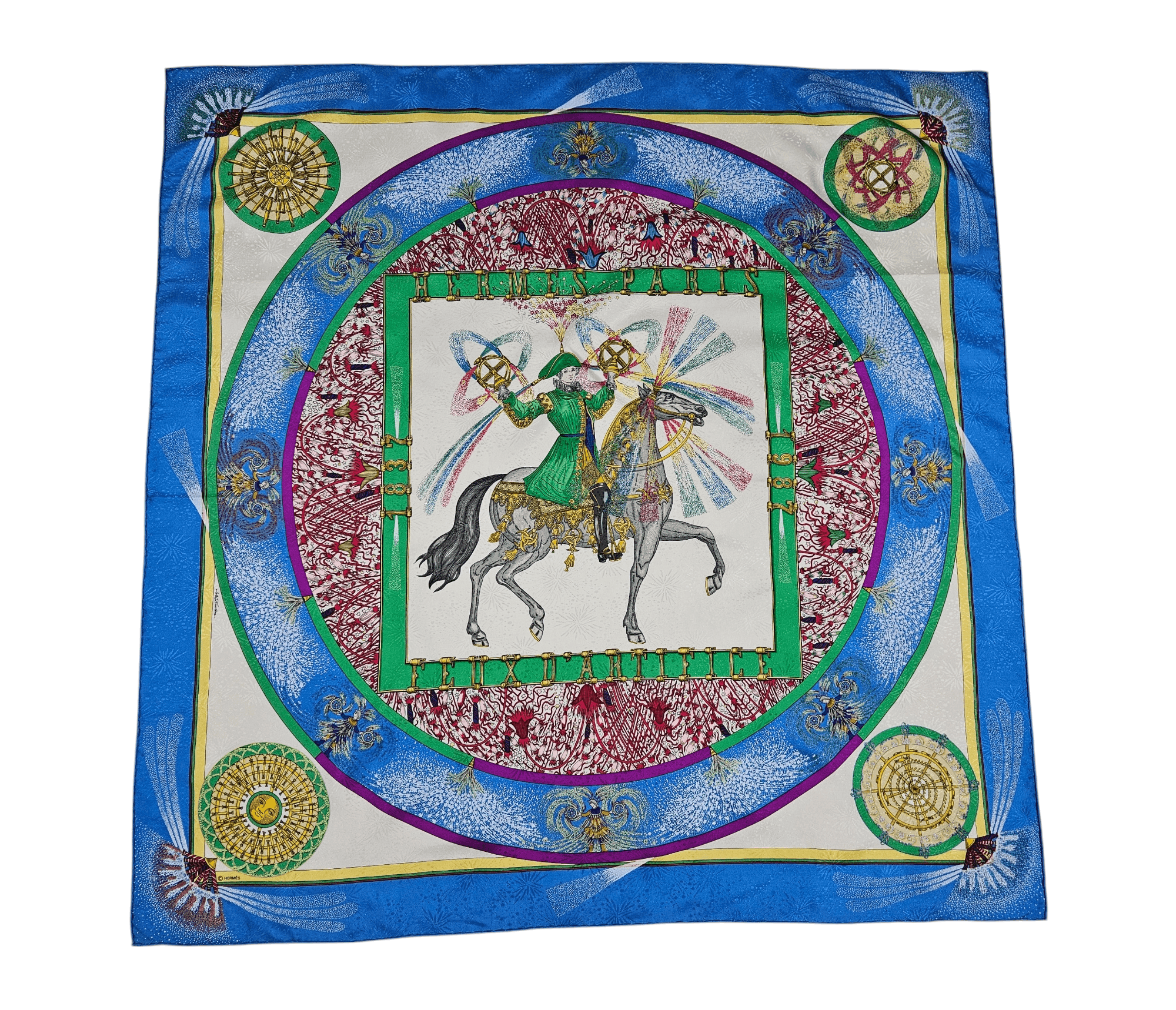 Hermes × Vintage Hermes Feux d'Artifices by Michel Duchene silk scarf Size ONE SIZE - 1 Thumbnail