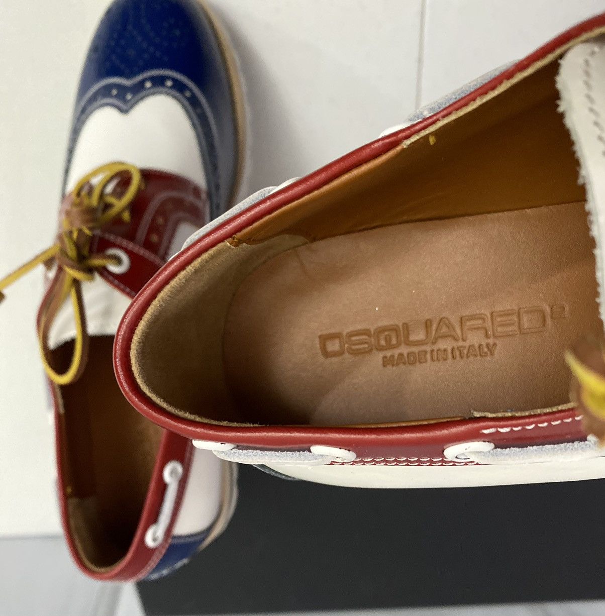 Dsquared2 Dsquared2 🇮🇹 R/W/B Leather Handmade Brogue Boat Shoes 8.5 NEW Size US 8.5 / EU 41-42 - 16 Thumbnail