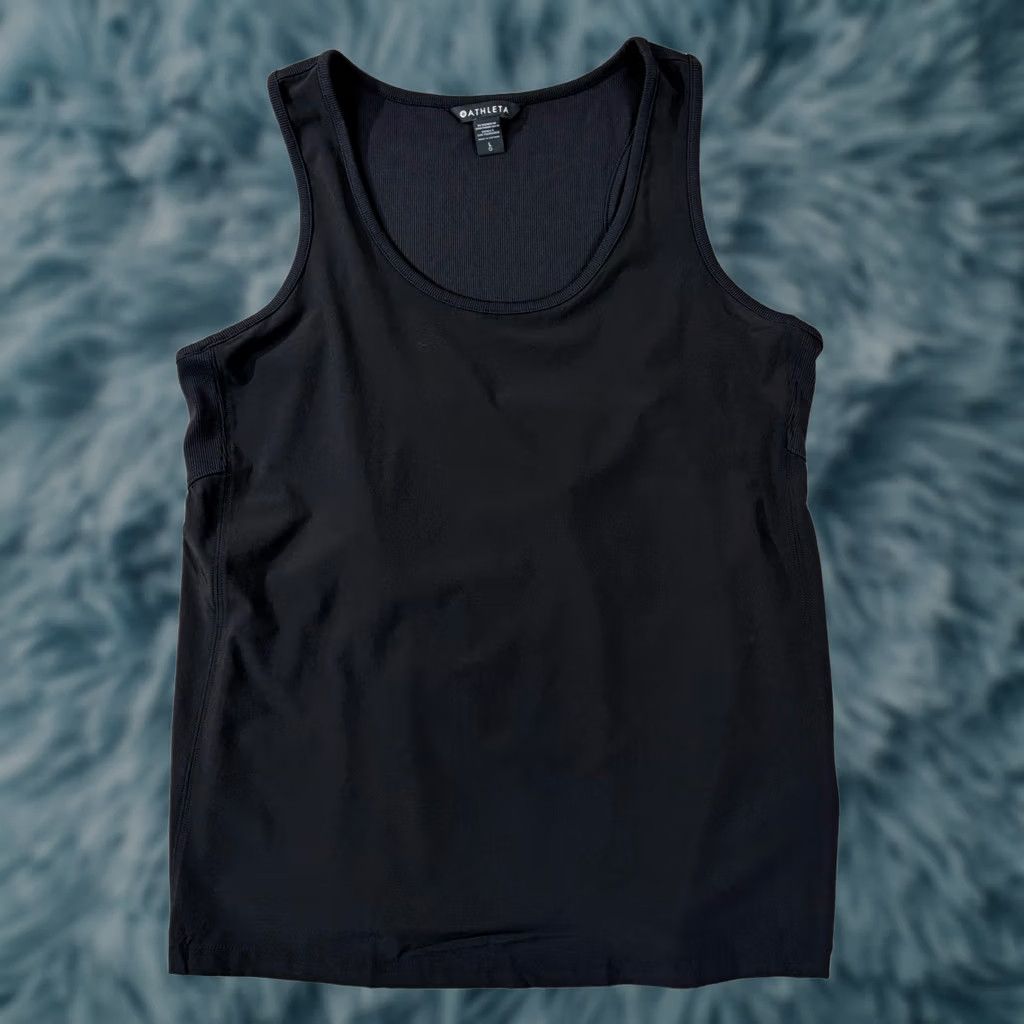 Athleta Athleta Renew Peplum Tank Black Scoop Neck Athletic Top L Size L / US 10 / IT 46 - 1 Thumbnail
