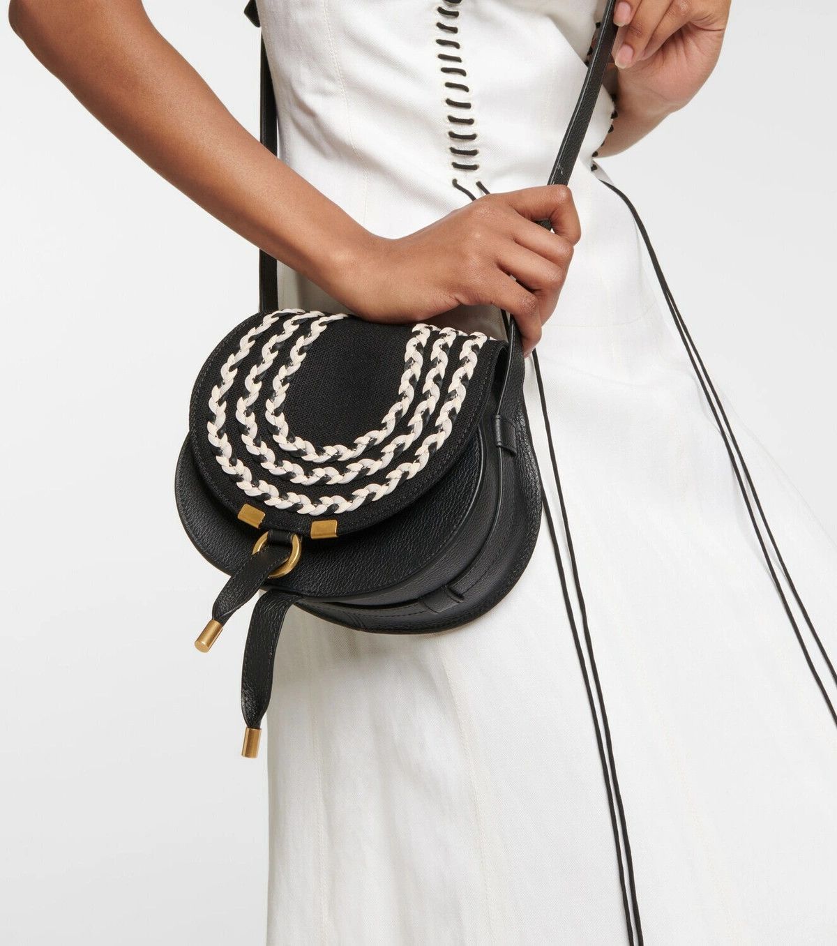 Chloe o1loc1c10226 Size: OS / Marcie Saddle Bag in Black/White Size ONE SIZE - 2 Thumbnail