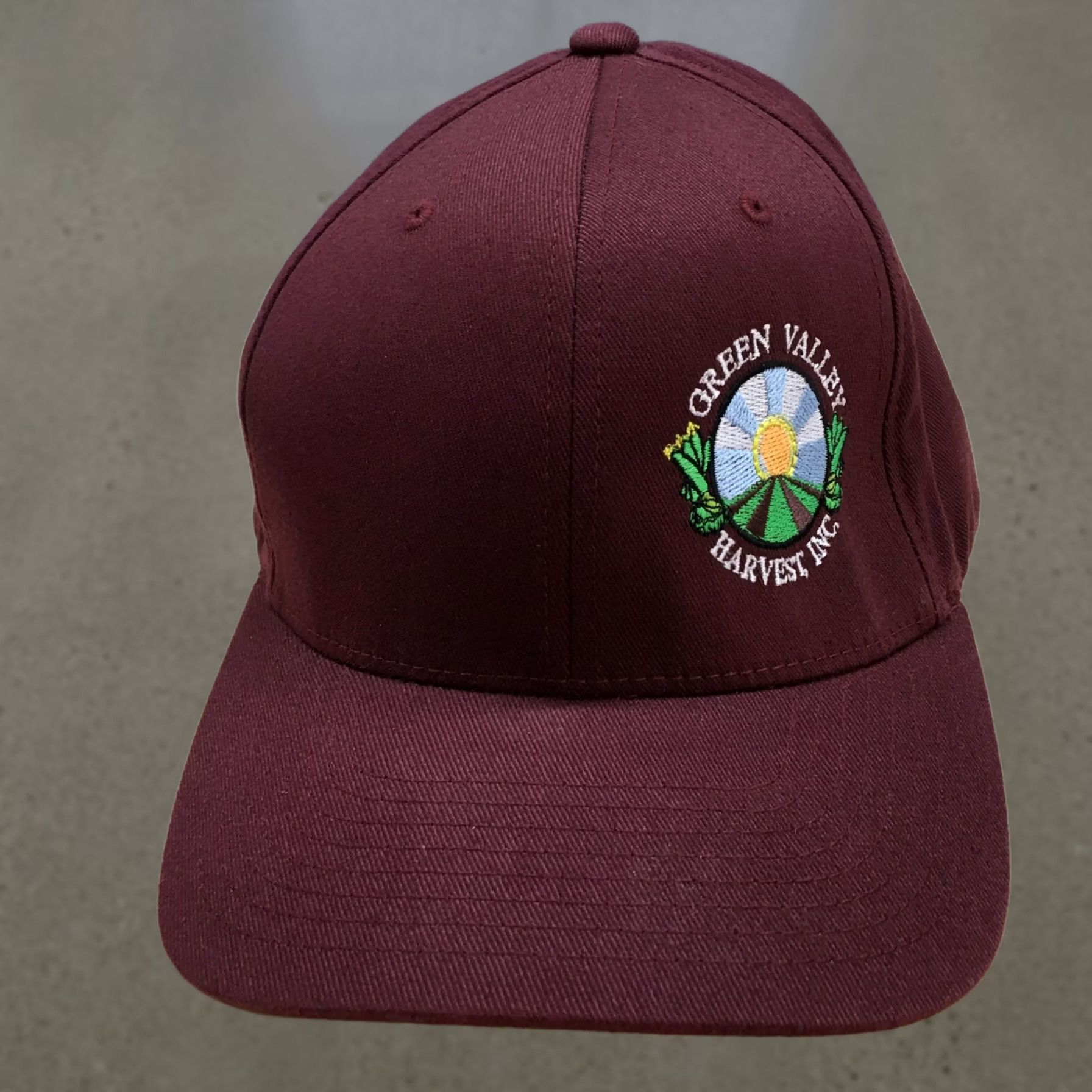 Vintage Green Valley Harvest Flat Cap Mens L XL Maroon Flexfit Yupoong Size ONE SIZE - 1 Thumbnail