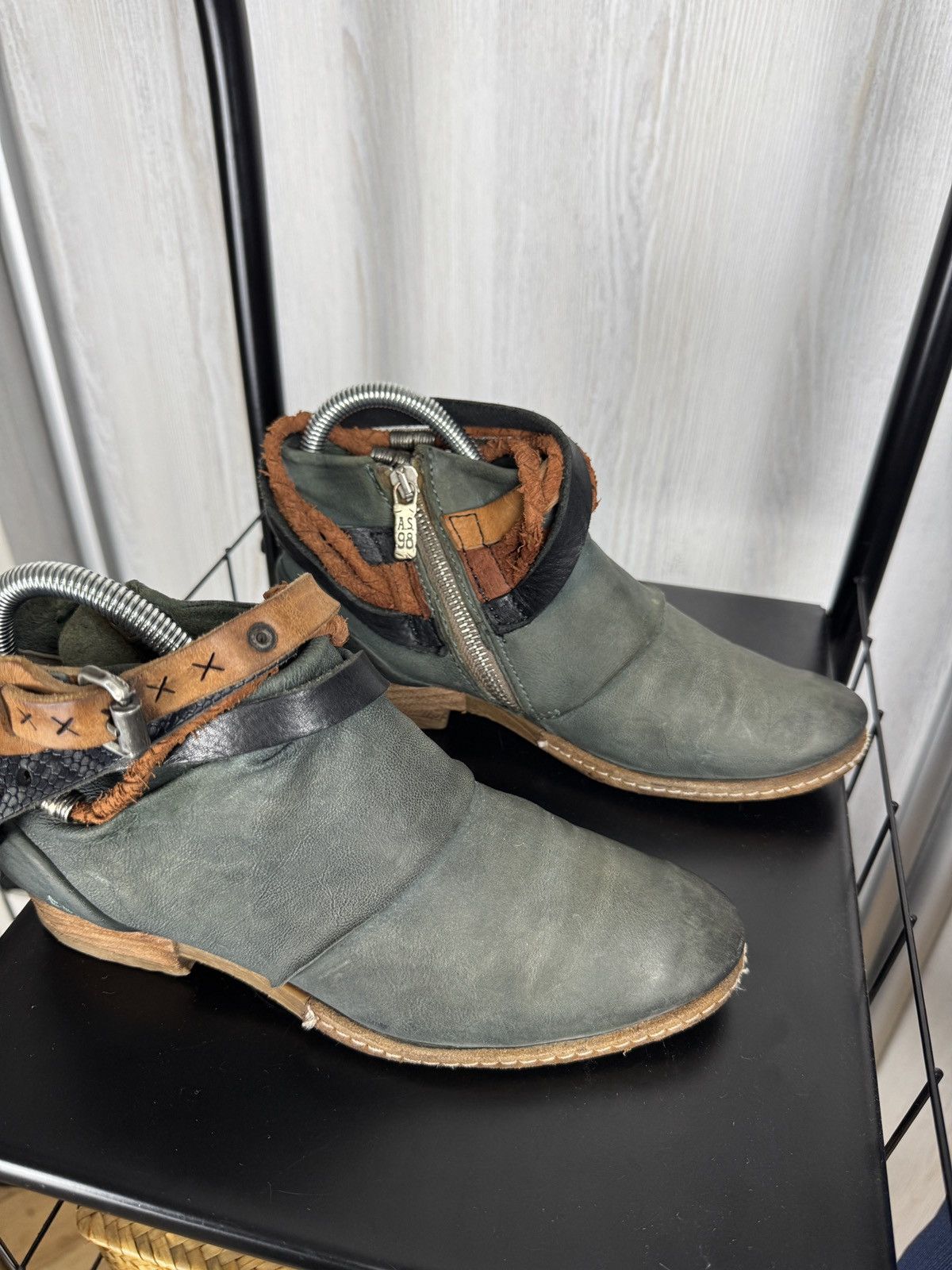 A.S.98 A.S 98 Boots Leather Women's Shoes Sage-Green Avant Garde Size US 7 / IT 37 - 5 Thumbnail