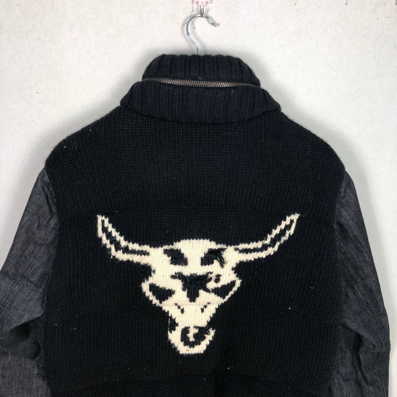 Alexander McQueen Alexander Mcqueen Scorpion And Bull Wool Knit Denim Jacket Size US M / EU 48-50 / 2 - 4 Thumbnail