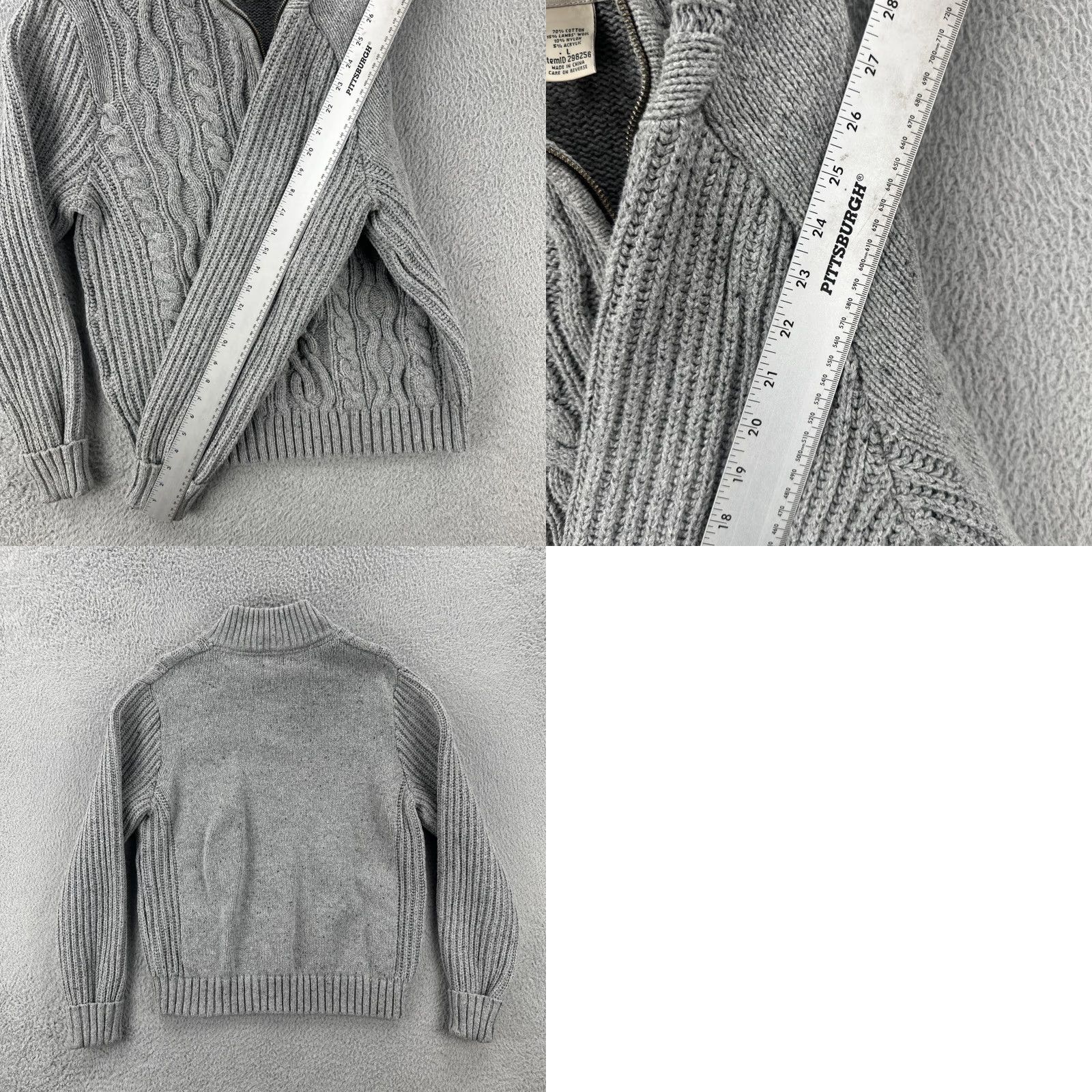 Vintage VINTAGE L.L. Bean Mens Sweater Knit 1/4 Zip Chunky Gray Large EUC Pullover Y2K Mens Size US L / EU 52-54 / 3 - 9 Thumbnail