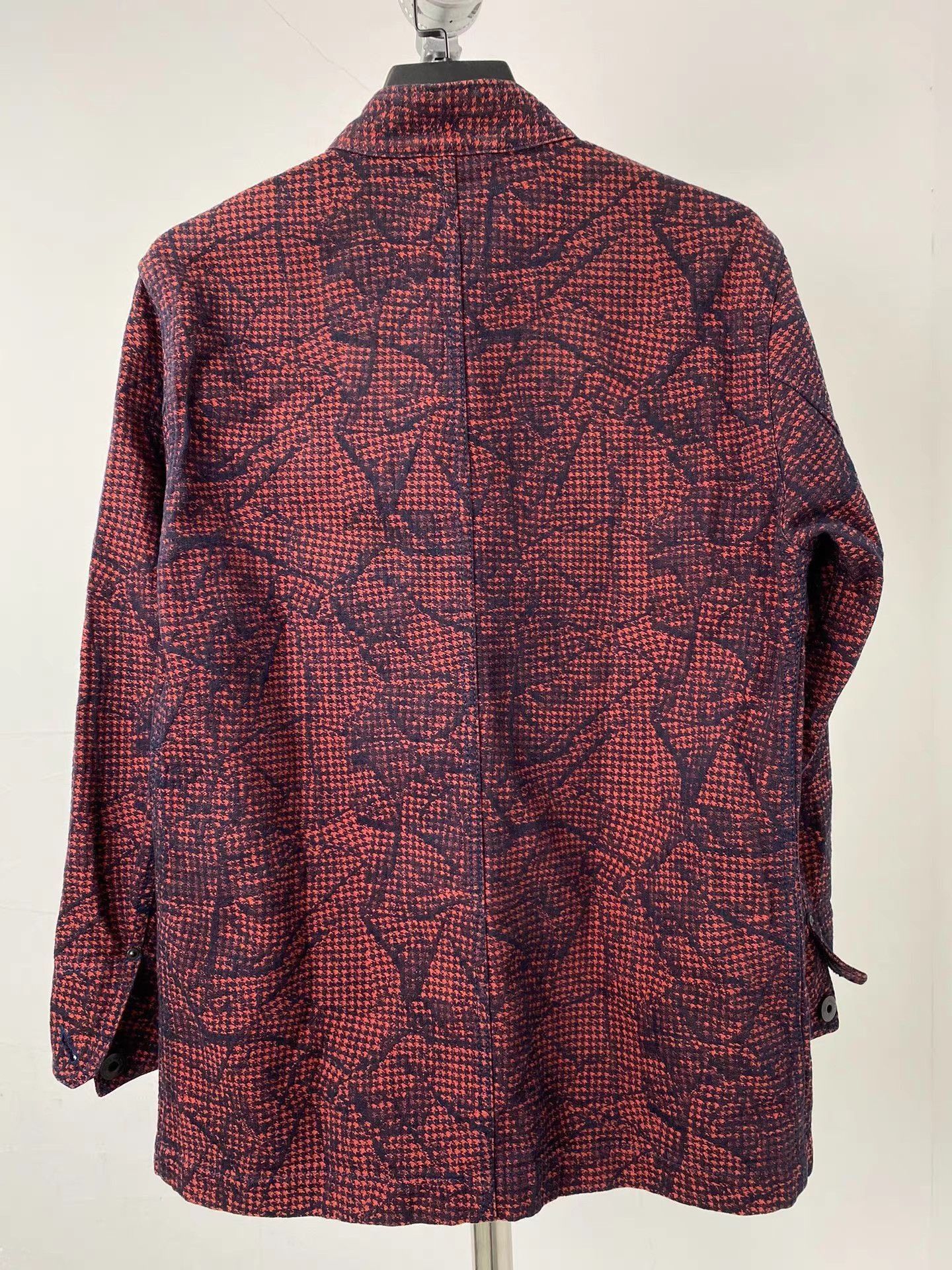 Issey Miyake Red Patterned Button-Up Light Jacket Size M Size US M / EU 48-50 / 2 - 6 Thumbnail
