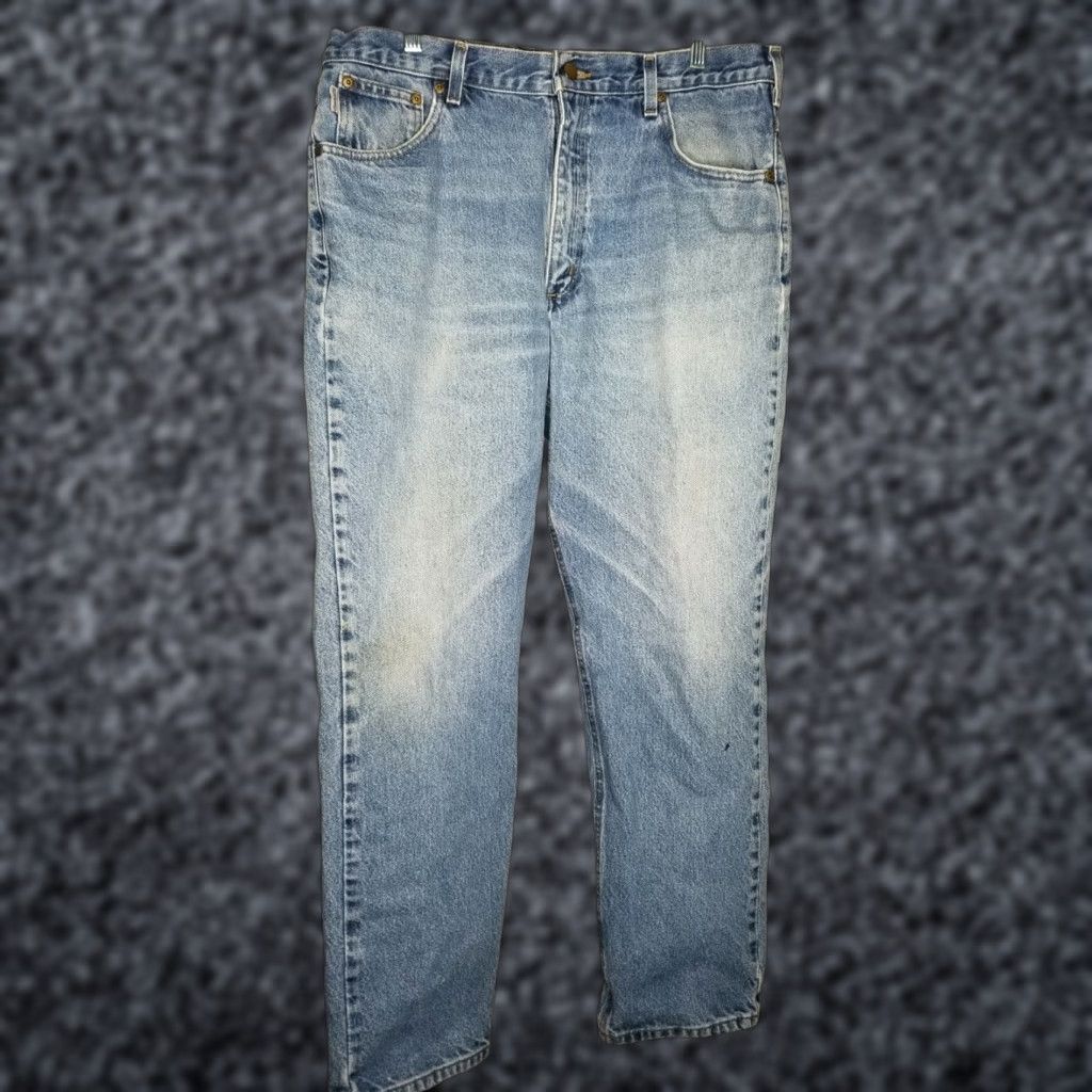 Carhartt Carhartt Men's B18 DST Traditional Fit Denim Blue Jeans 38x30 Distressed Prime 5-Pocket Design Regular Inseam 30 in Belt Loops Logo Size US 36 / EU 52 - 1 Thumbnail
