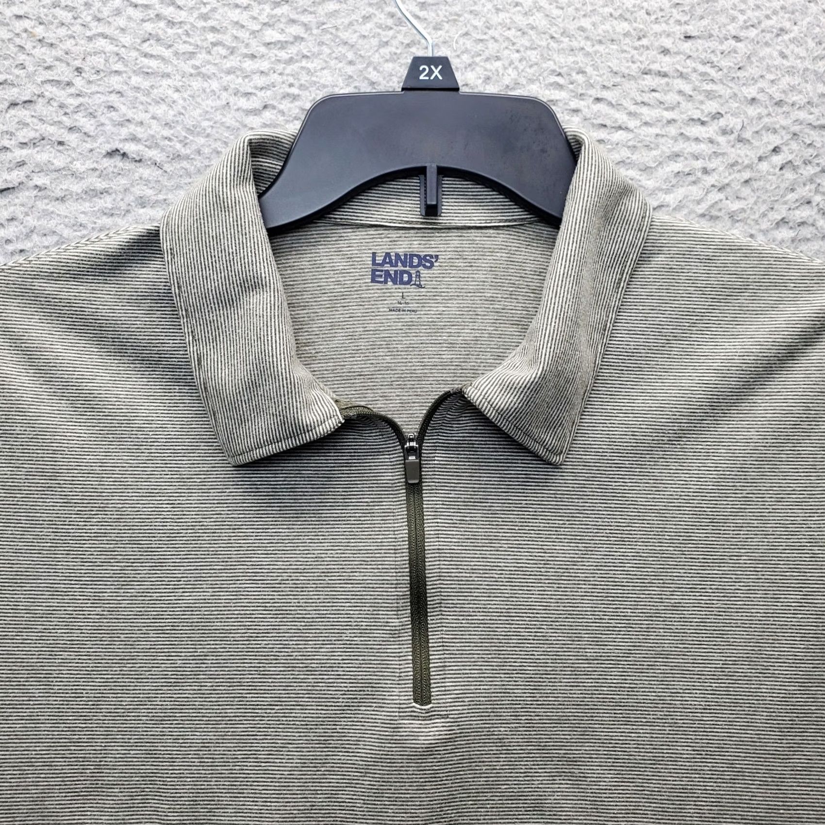 Lands' End Lands' End Rugby Shirt Men L Gray Short Sleeve Quarter Zip Side Slit Stretch Size US L / EU 52-54 / 3 - 3 Thumbnail