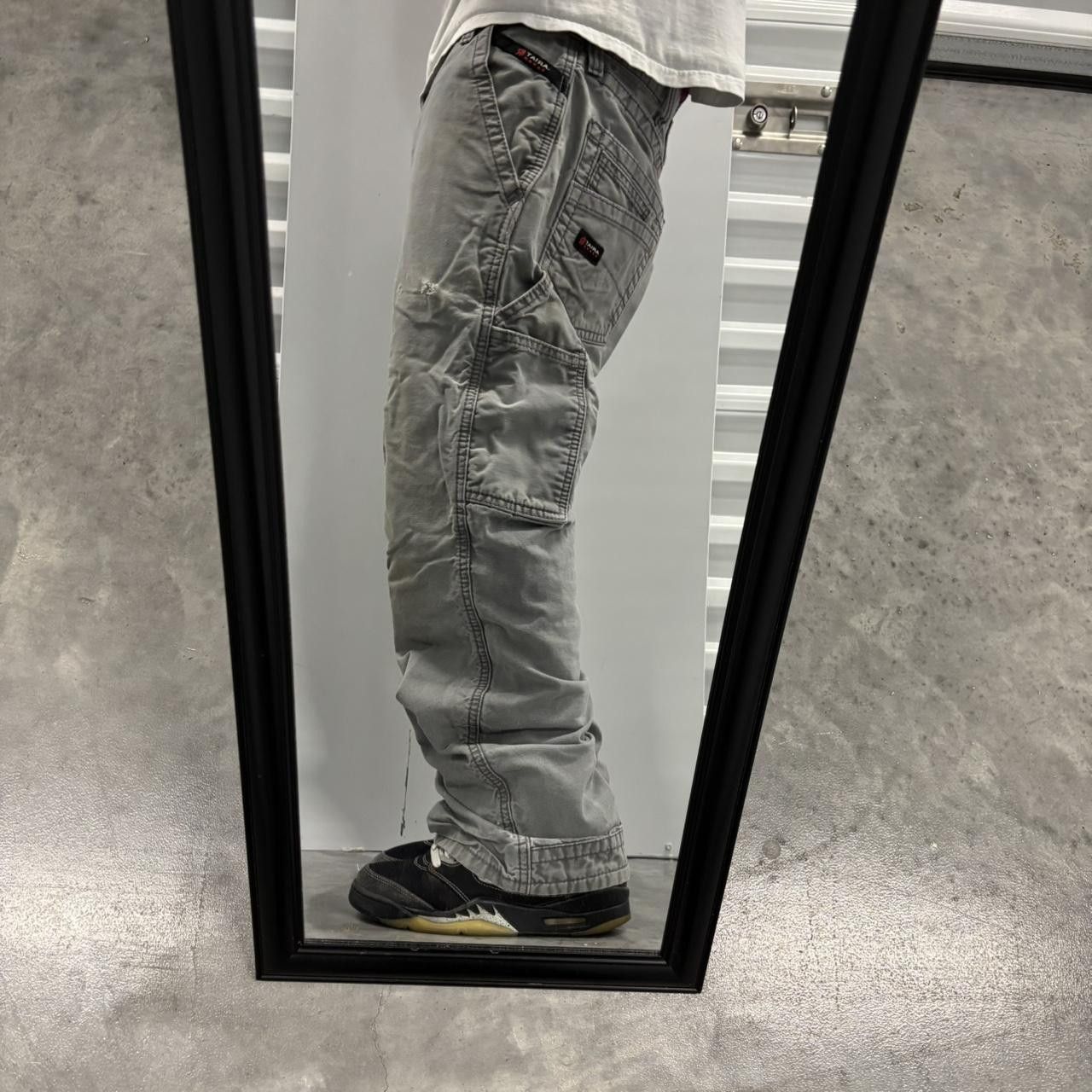 Japanese Brand × Vintage Crazy Vintage Y2K/2000s Faded Grey Streetwear Workwear Carpenter Pants! Size US 34 / EU 50 - 2 Thumbnail