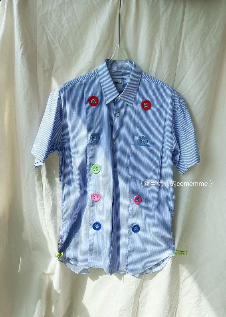 Comme des Garcons Comme Des Garcons Blue and white striped short sleeve shir Size S / US 4 / IT 40 - 2 Thumbnail