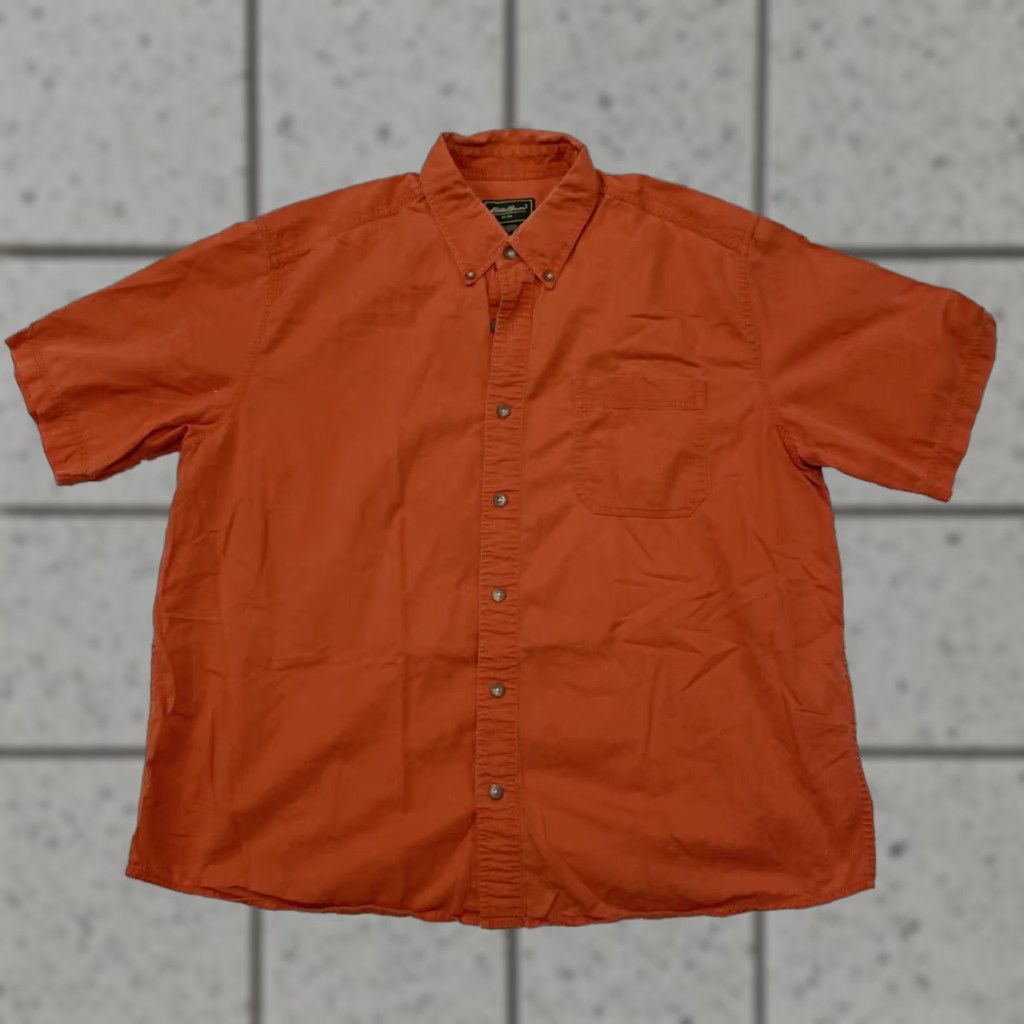 Eddie Bauer VINTAGE Eddie Bauer Button-Up Camp Shirt Men XL Orange Twill Oxford Retro 80s Classic Button-Down Collared Short Sleeve Mens Button-Up Shirt Size US XL / EU 56 / 4 - 1 Thumbnail
