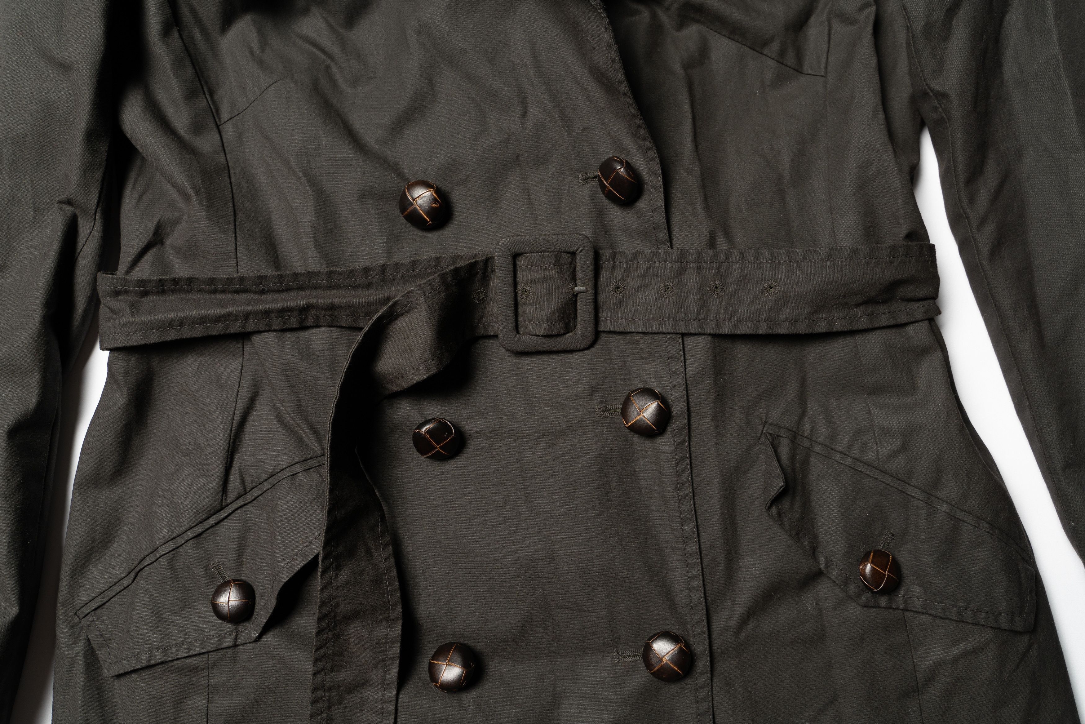Jigsaw 🔴JIGSAW British Millerain Waxed Cotton Trench Coat Size L / US 10 / IT 46 - 3 Thumbnail