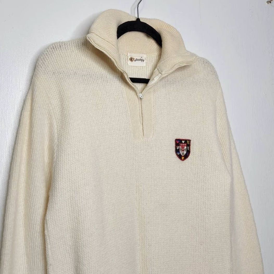 Jockey VINTAGE Jockey Sweater Knit VTG Rare Logo Crest Shirt Unisex Adults Large Cream 60s 70s Pullover Colgate? Size US L / EU 52-54 / 3 - 3 Thumbnail