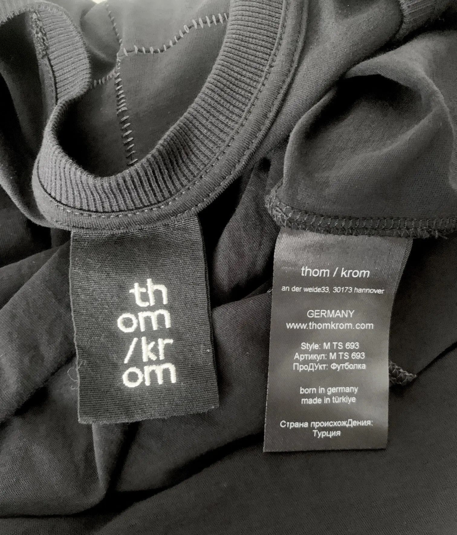 Thom Krom Thom Krom Black Cotton Tshirt Scar Stitching M Size US M / EU 48-50 / 2 - 3 Thumbnail