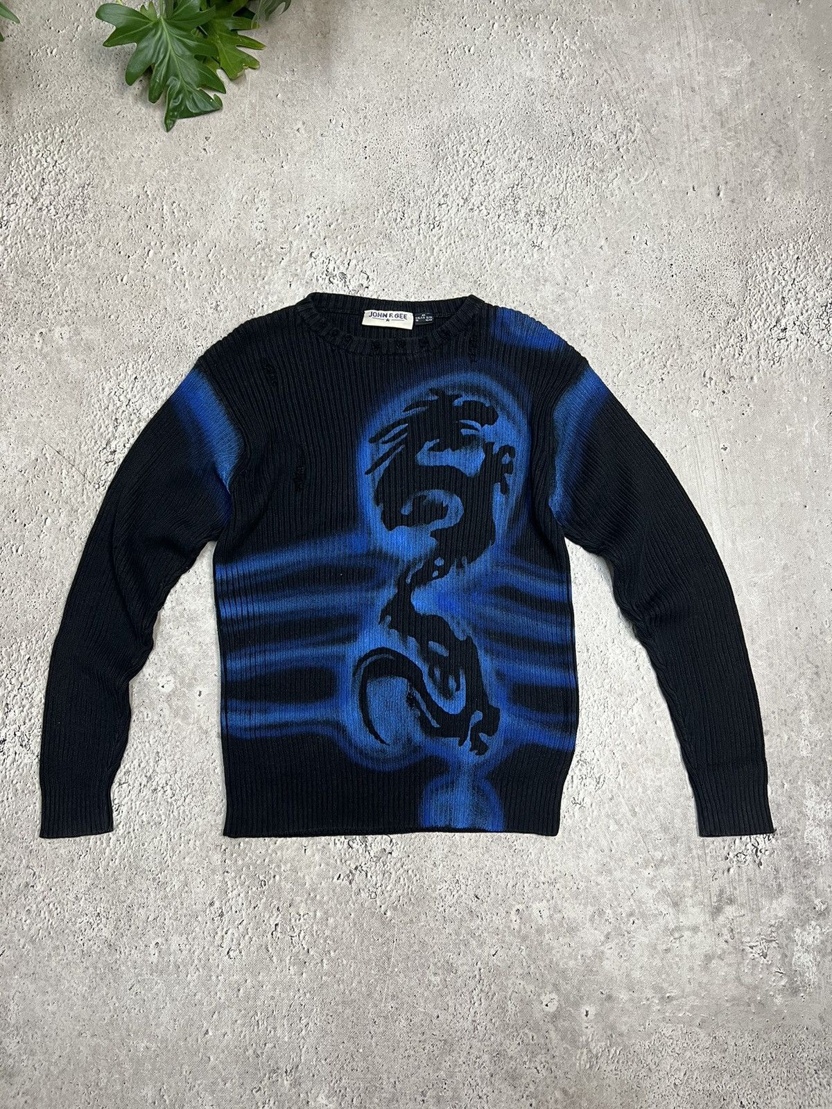 Diesel × Japanese Brand × Vintage Vintage Y2K Dragon gothic Distressed Faded Effect sweater Size US L / EU 52-54 / 3 - 2 Thumbnail