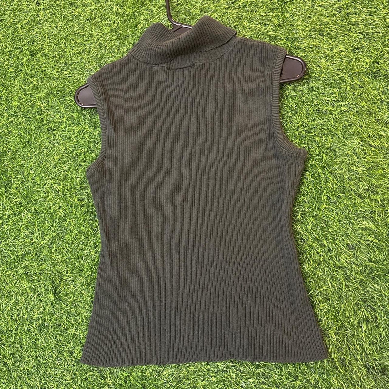 Other Women's Grey Turtleneck Ribbed Tank Top Size L / US 10 / IT 46 - 2 Thumbnail