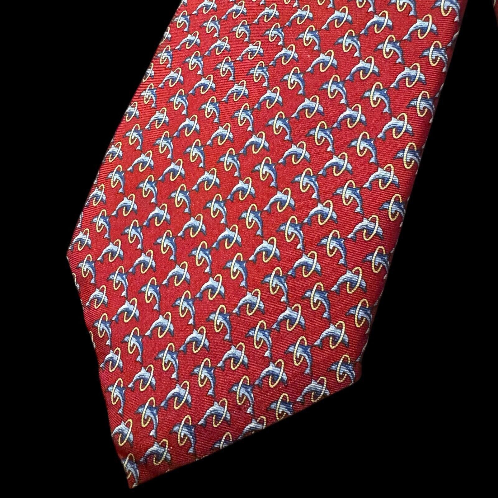Designer JOS A BANK Silk Tie CORPORATE COLLECTION Dolphins Size ONE SIZE - 1 Thumbnail