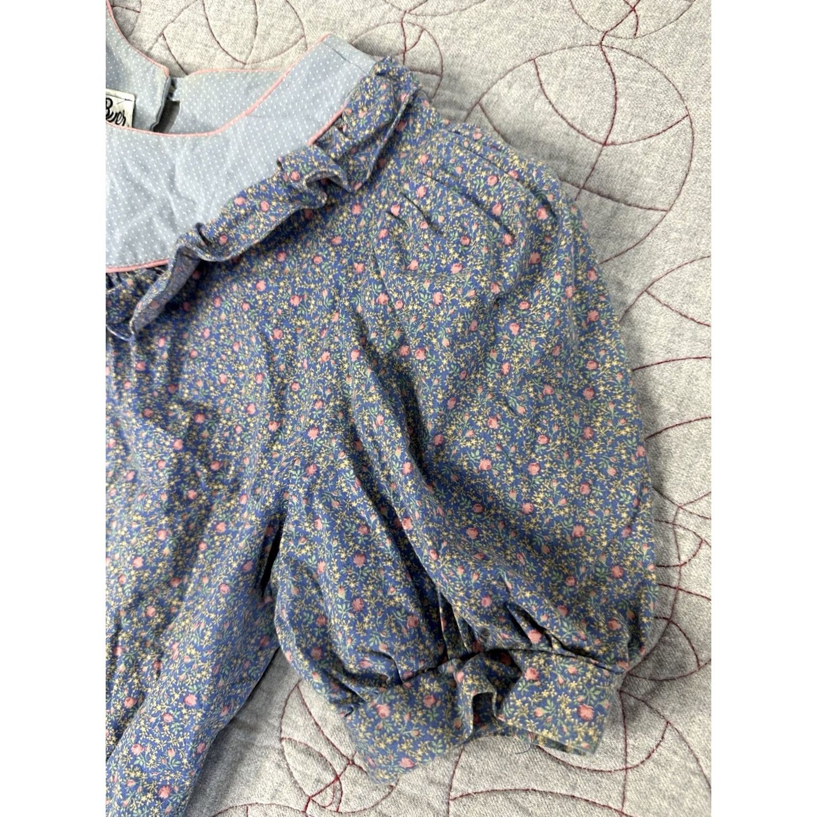 Vintage VTG 80s Byer Too! Floral Prairie Dress Puff Sleeves Drop Waist Ruffle Collar 11 Size S / US 4 / IT 40 - 6 Thumbnail