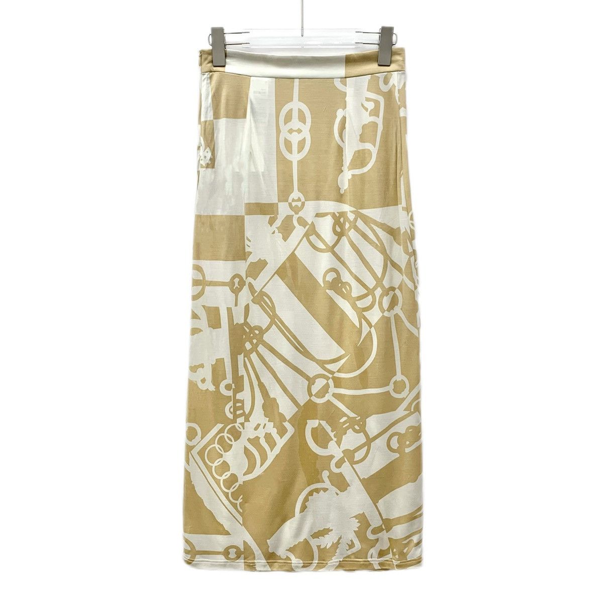 Hermes Hermes Color-blocked Lock Print Slit Silk Knit Skirt K26WX Size 25" / US 0 / IT 36 - 2 Thumbnail