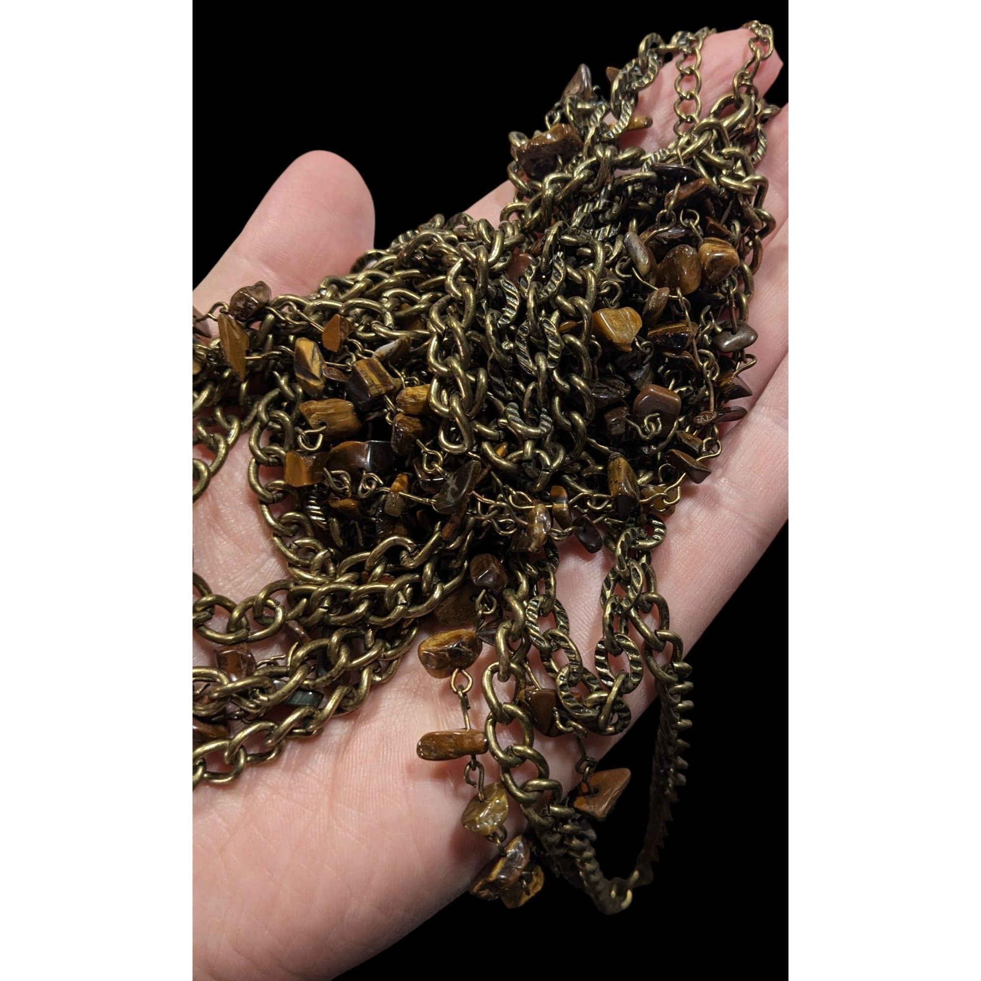 Other Multilayer Tiger Eye Chip Antiqued Gold Tone Chain Necklace Size ONE SIZE - 7 Thumbnail