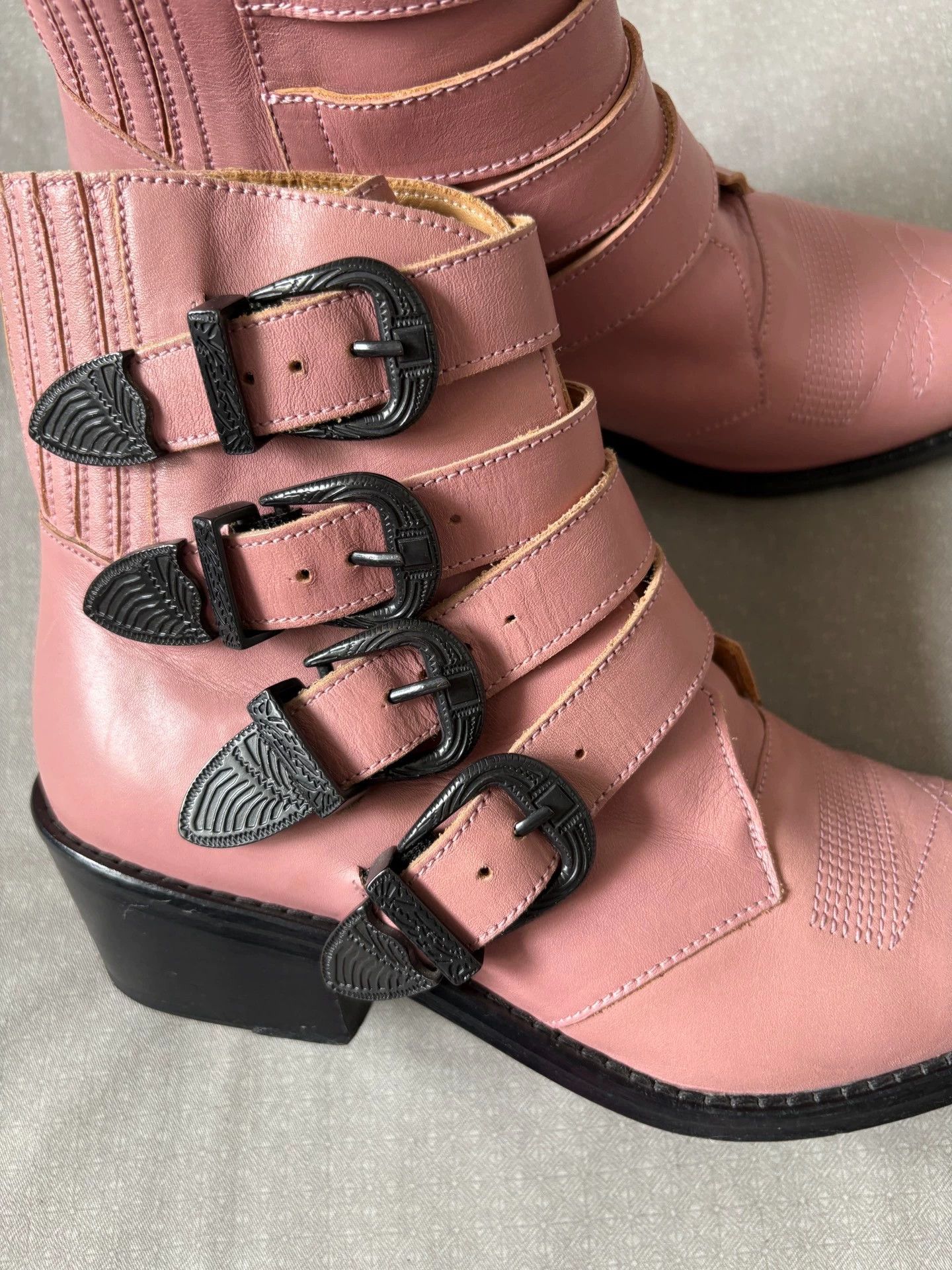 Toga Toga Pulla pink embroidered pointed lace-up boots Size US 6.5 / IT 36.5 - 5 Thumbnail