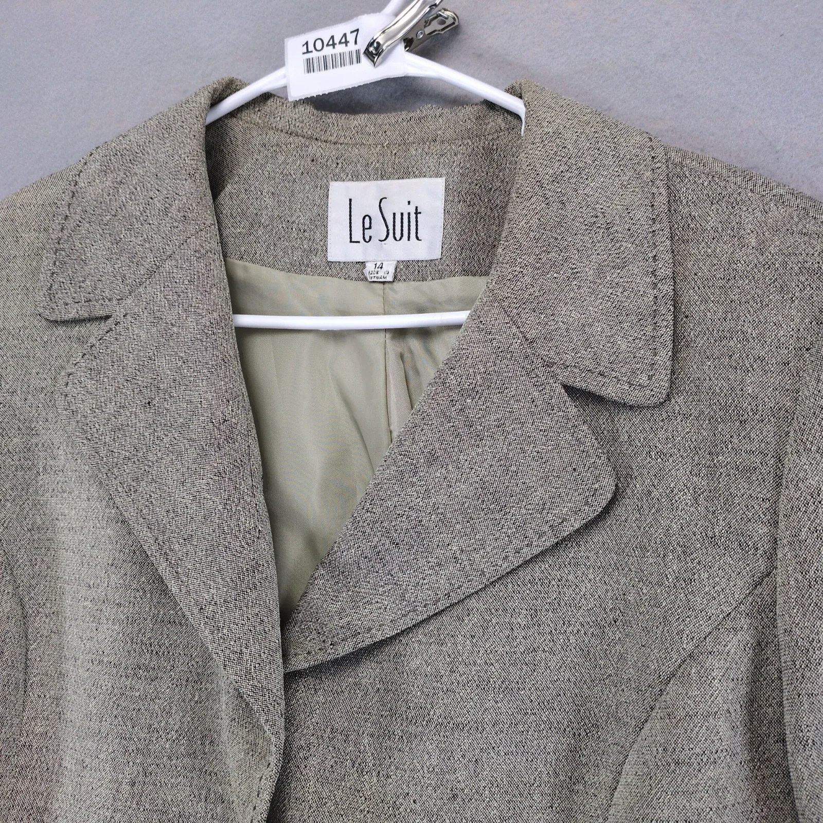 Other Vintage Le Suit Blazer Women's 14 Beige Tweed Y2K Career Size XL / US 12-14 / IT 48-50 - 9 Thumbnail