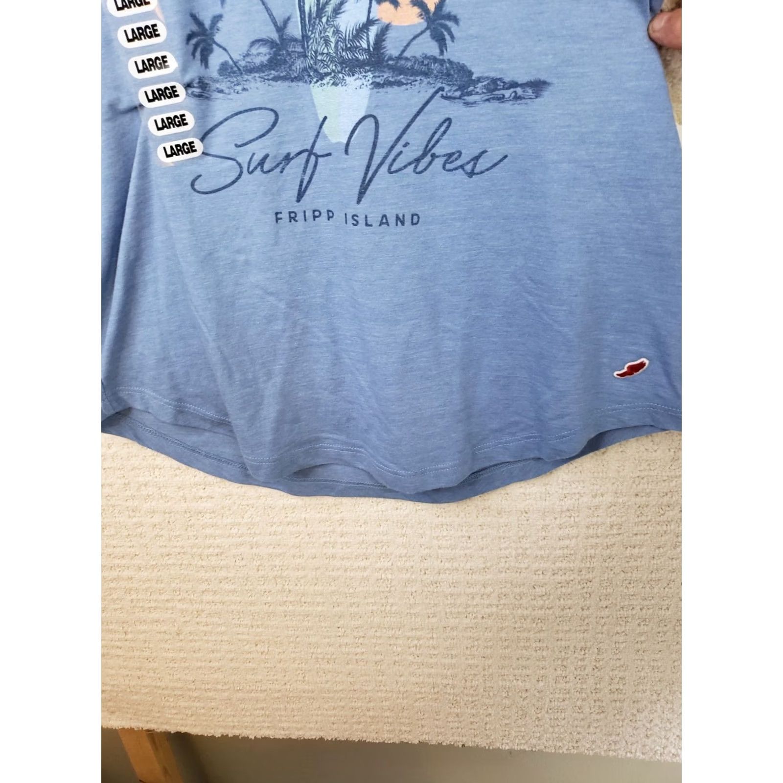 Vintage League Tank Top T-Shirt Women’s L Blue Surf Vibes Fripp Island Size L / US 10 / IT 46 - 7 Thumbnail