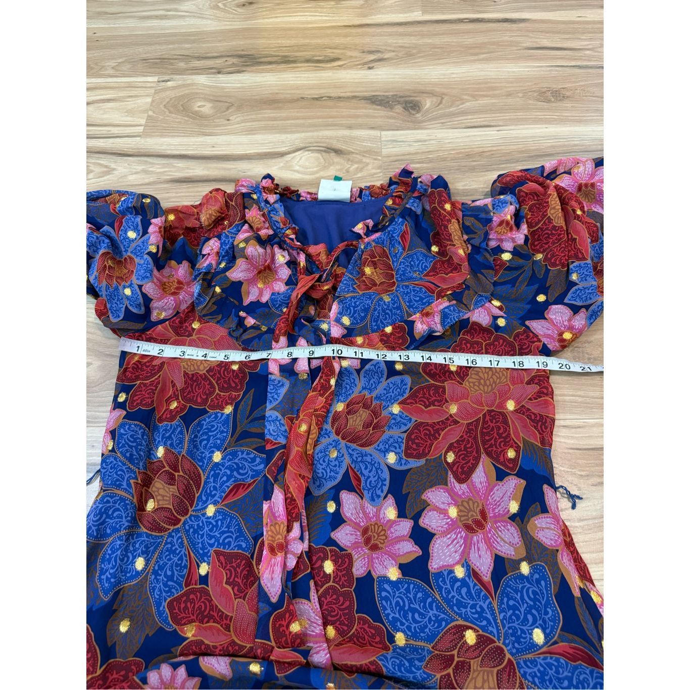Farm Rio Farm Rio Garden Navy Blue Red Pink Floral Midi Dress no belt Size M / US 6-8 / IT 42-44 - 9 Thumbnail