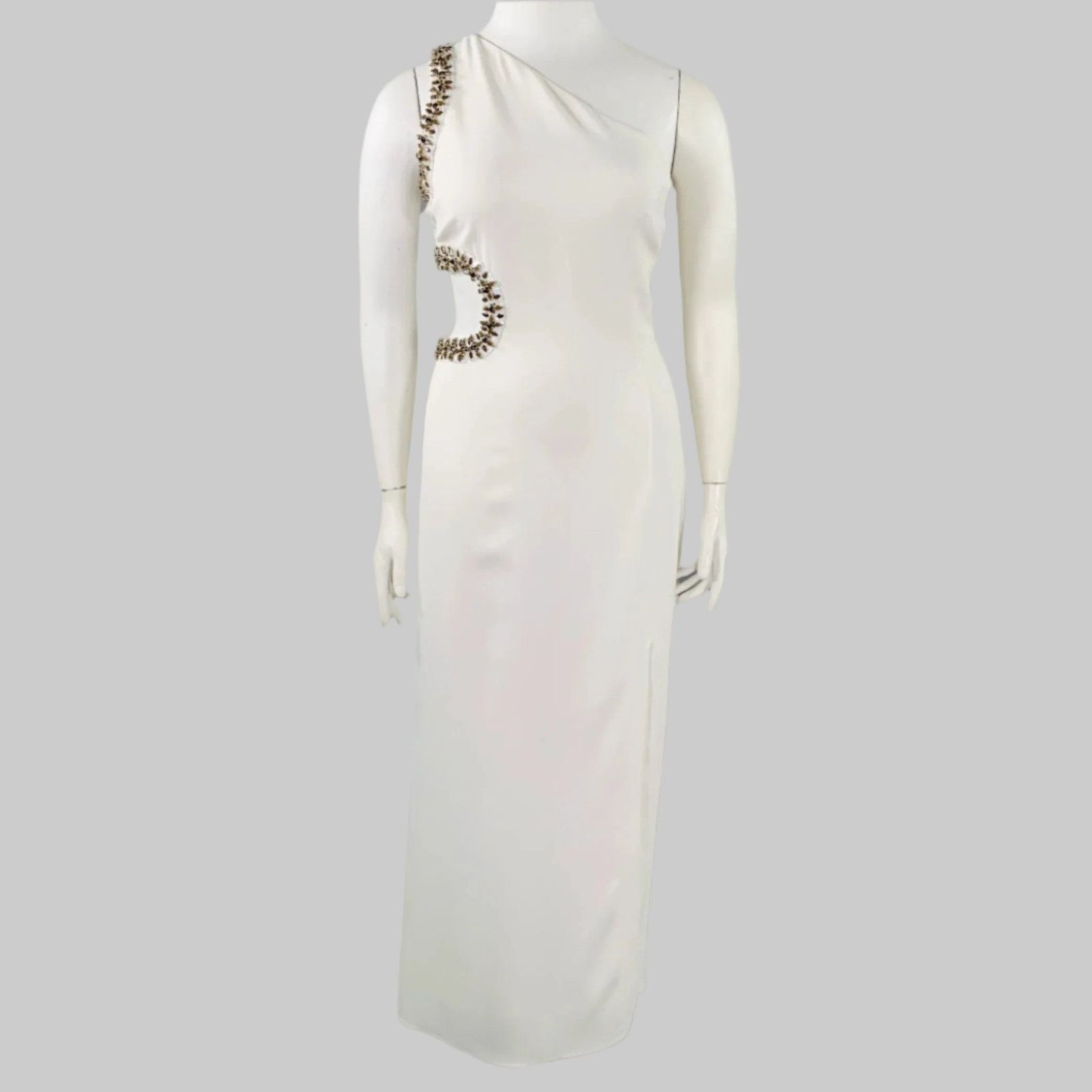 Roberto Cavalli Size 12 Cream Viscose Blend Rhinestones Evening Gown Size XL / US 12-14 / IT 48-50 - 1 Thumbnail