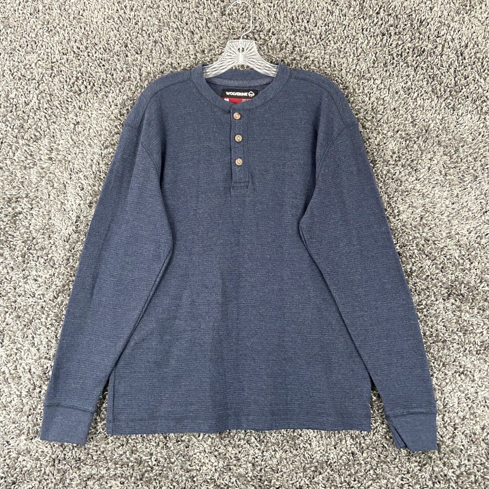 Vintage Wolverine Thermal Waffle Knit Men s M Blue Long Sleeve Shirt Grailed
