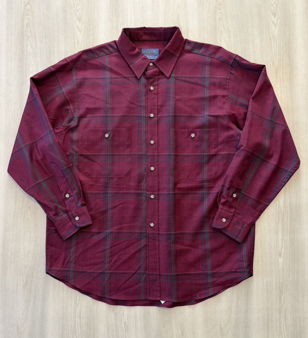 Pendleton Vintage Sir Pendleton Red Plaid 100% Wool Shirt USA Sz XL Size US XL / EU 56 / 4 - 1 Thumbnail