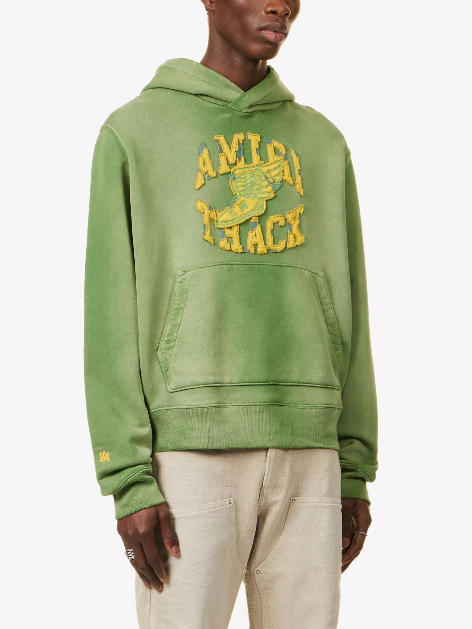 Amiri oc11z0225 Track Logo Hoodie in Green Size US L / EU 52-54 / 3 - 3 Thumbnail