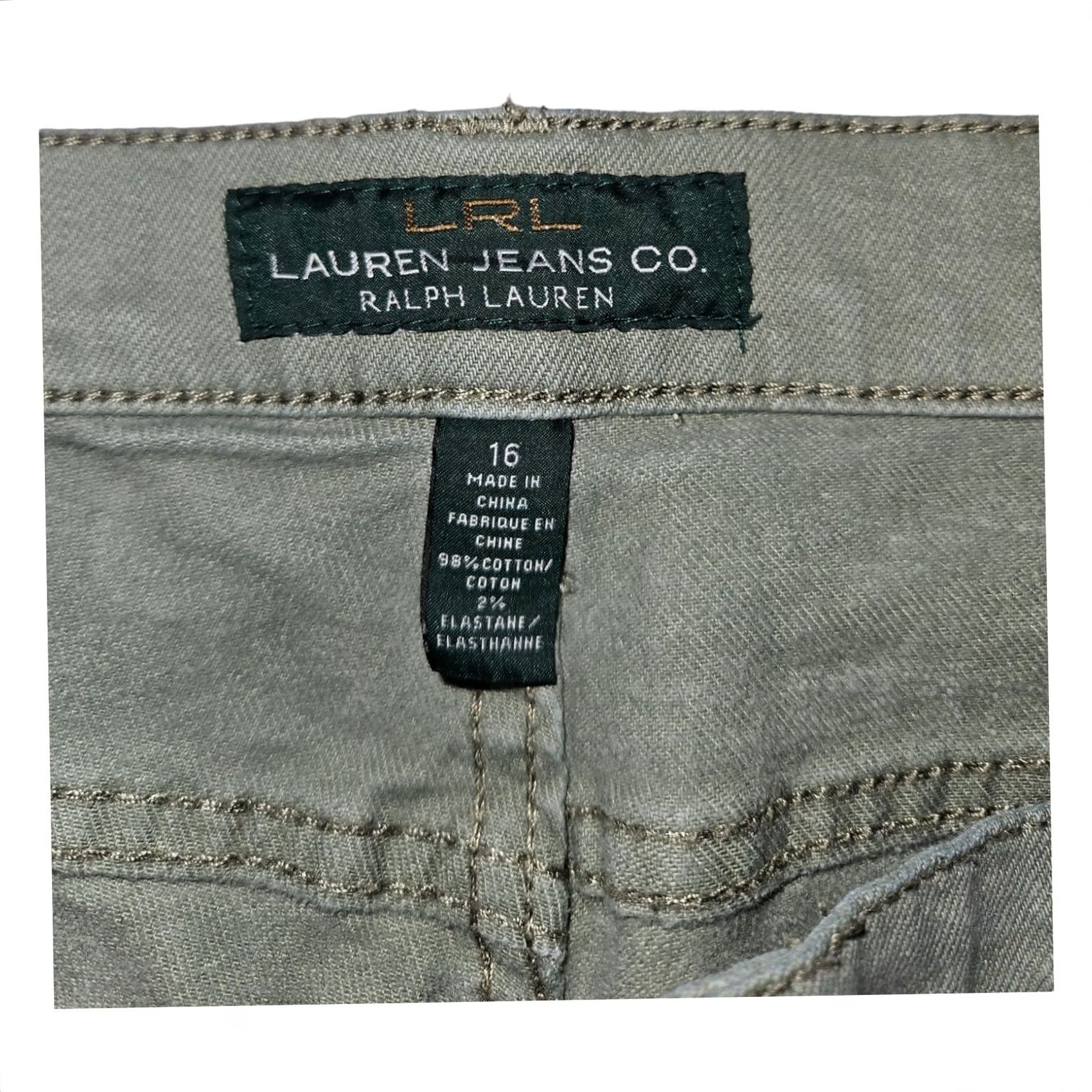 CO Lauren Jeans Co Women's Green Modern Straight Cropped Denim Jeans Size 16 Size 38" / US 16 / IT 52 - 2 Thumbnail