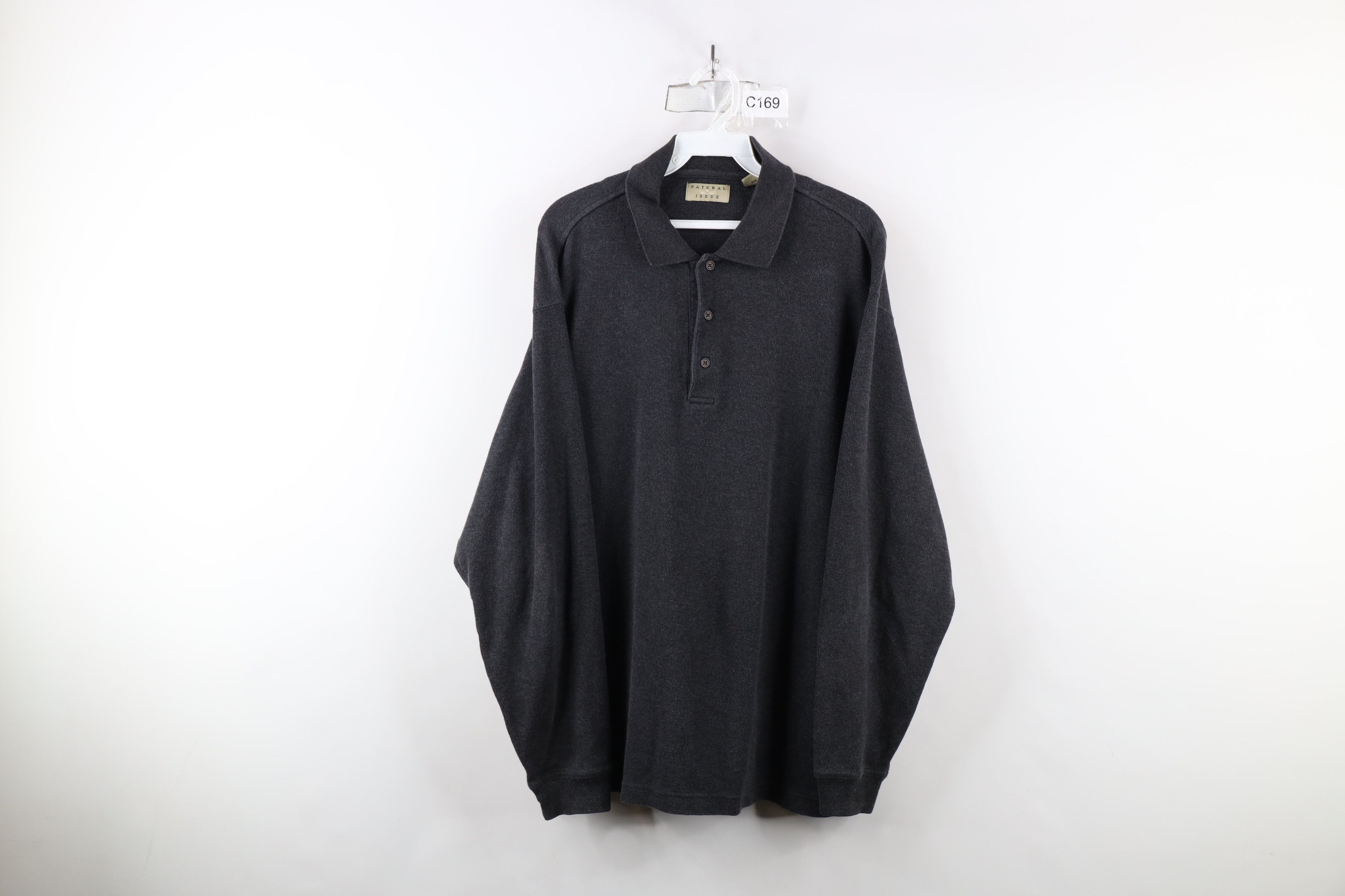Vintage Vintage 90s Streetwear Heavy Ribbed Knit Long Sleeve Polo Size US M / EU 48-50 / 2 - 1 Thumbnail
