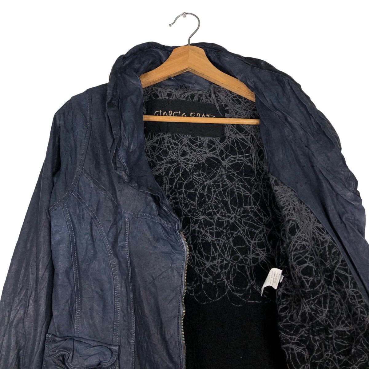 Giorgio Brato 🔥Vtg Cropped Leather Jacket Biker Wool Blanket Giorgi Brato Size US S / EU 44-46 / 1 - 10 Thumbnail