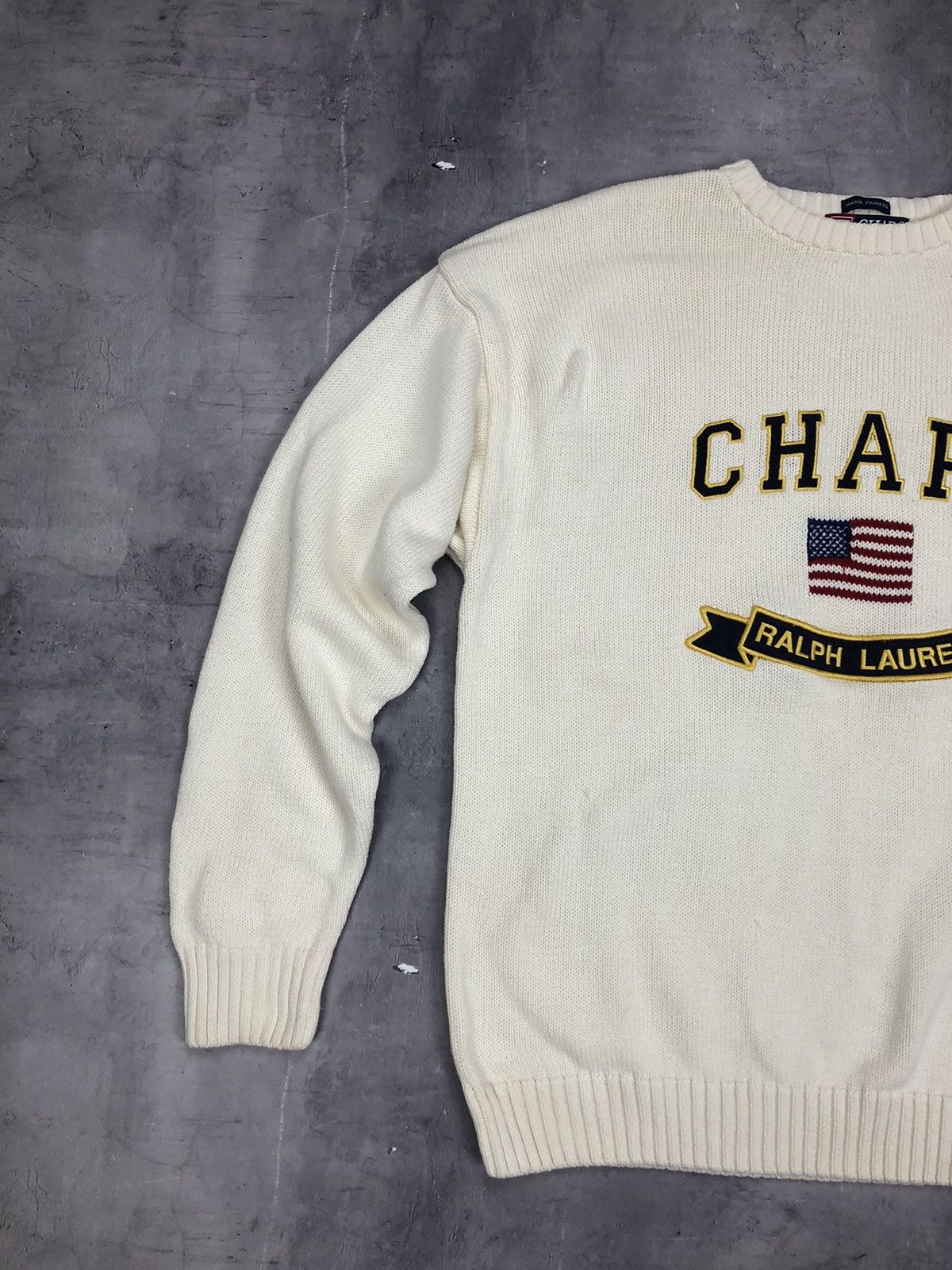 Chaps Ralph Lauren × Vintage Vintage Ralph Lauren Chaps USA Flag Big Logo Sweater Size US XL / EU 56 / 4 - 4 Thumbnail