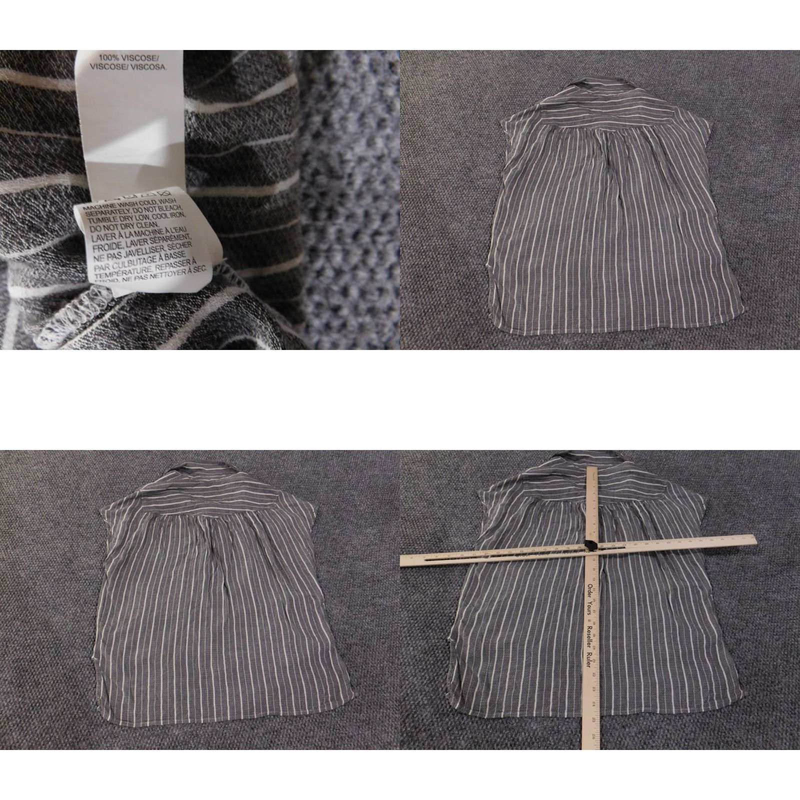 Lucky Brand Lucky Brand Blouse Womens L Gray Striped Casual Button Front Sleeveless Knit Modal" Size L / US 10 / IT 46 - 8 Thumbnail