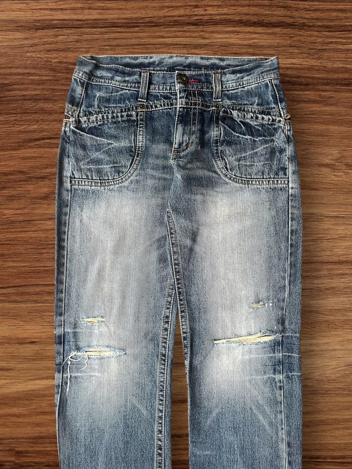 Hysteric Glamour × Japanese Brand Vintage Japanese Brand Blue Washed Distressed Leopard Jeans Size US 30 / EU 46 - 3 Thumbnail