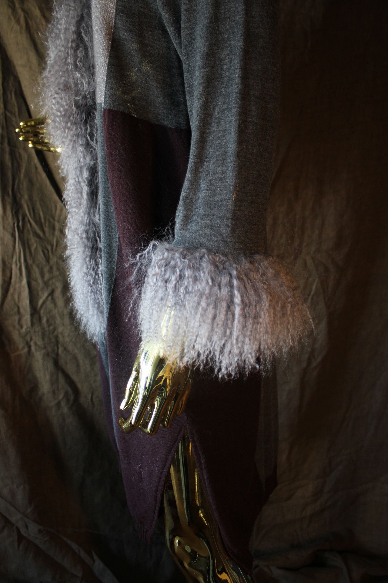 Other Custom-made Long sweater (wool) with real Mongolian fur Size US L / EU 52-54 / 3 - 8 Thumbnail