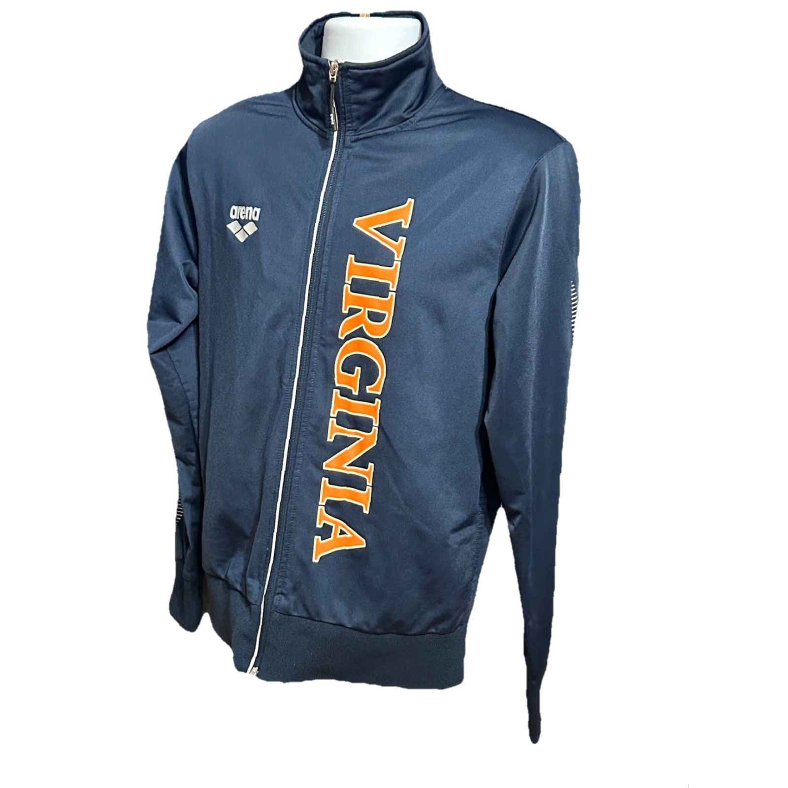Vintage Arena University Of Virginia Swimming & Diving Full Zip Jacket Men M Blue Solid Mock Collar Zip VERS Size US M / EU 48-50 / 2 - 3 Thumbnail