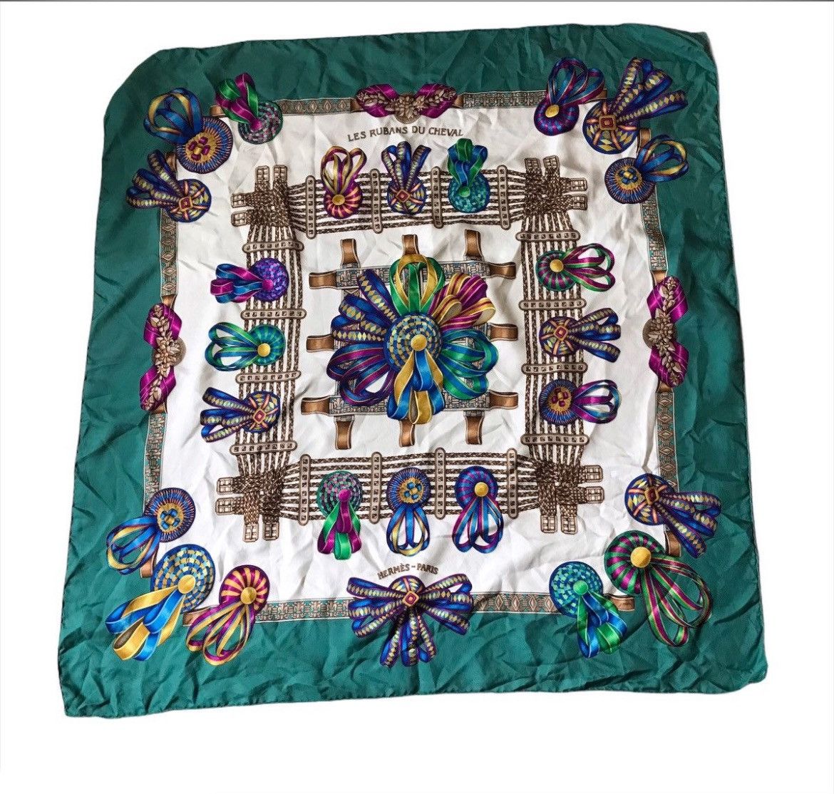 Hermes Hermes Les Rubans Du Cheval by J.Metz Silk Scarf Size ONE SIZE - 3 Thumbnail