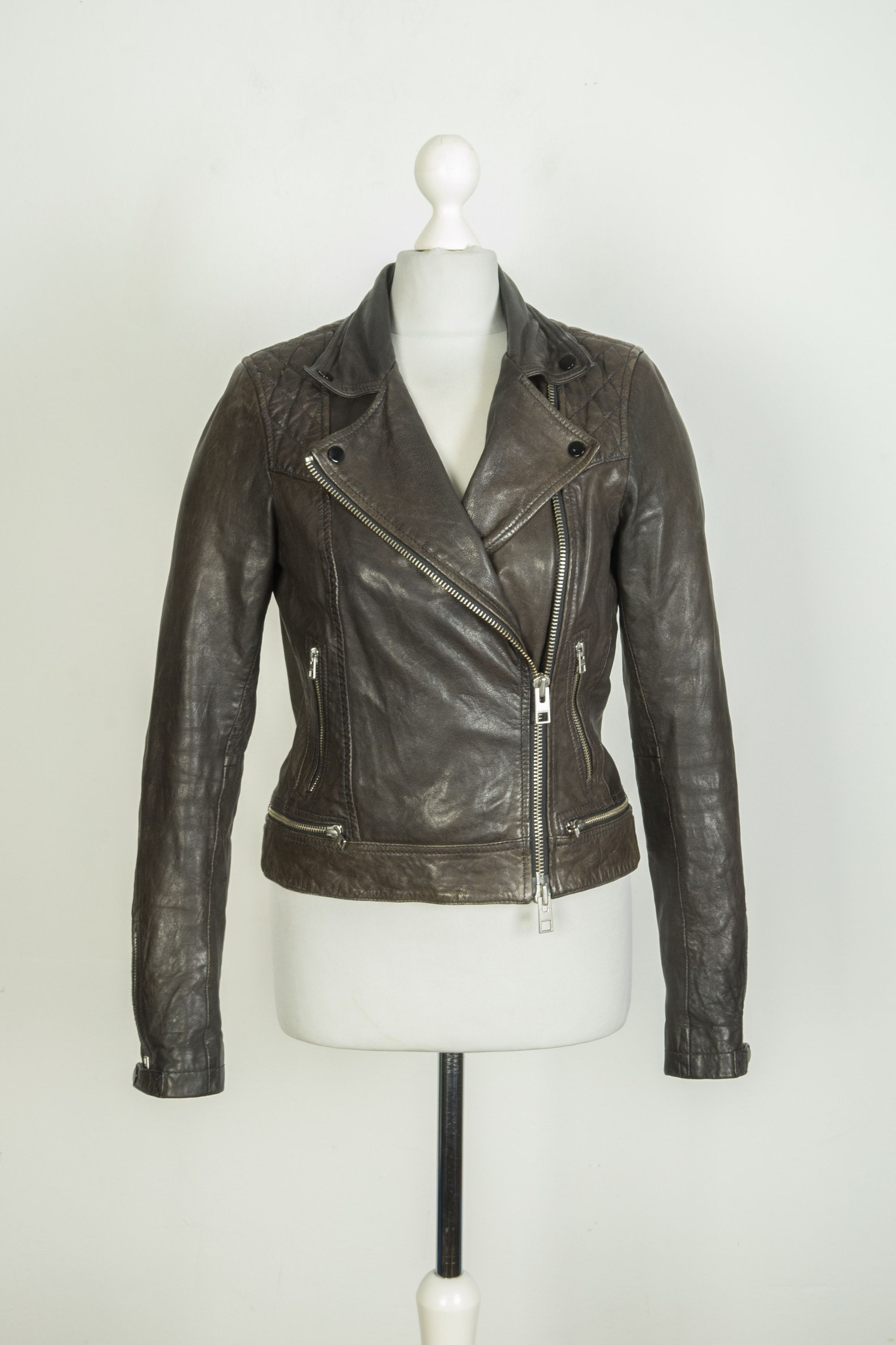 Allsaints All Saints Asymmetric Zip Leather Jacket Size S / US 4 / IT 40 - 1 Thumbnail