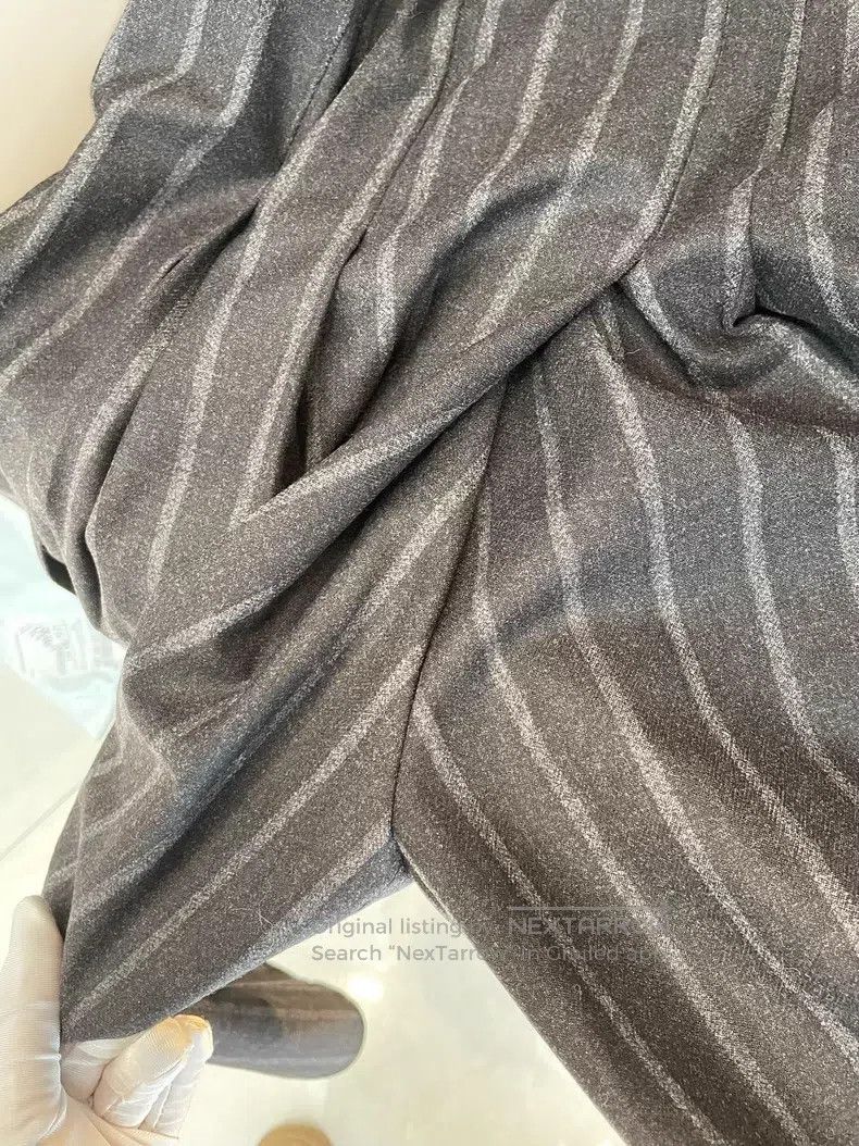 Brunello Cucinelli Brunello Cucinelli Black Gray New Wool Striped Wide Leg Pa Size 24" / US 00 / IT 34 - 6 Thumbnail