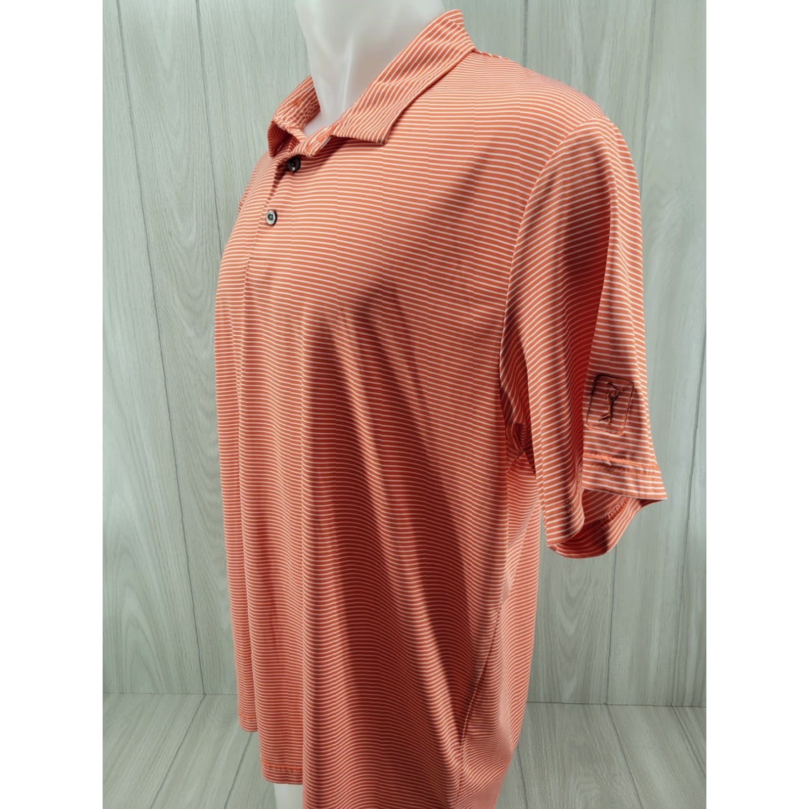 PGA Tour PGA TOUR Polo Shirt Mens XL Orange Striped 100% Polyester Golf Logo Shirt Size US XL / EU 56 / 4 - 2 Thumbnail