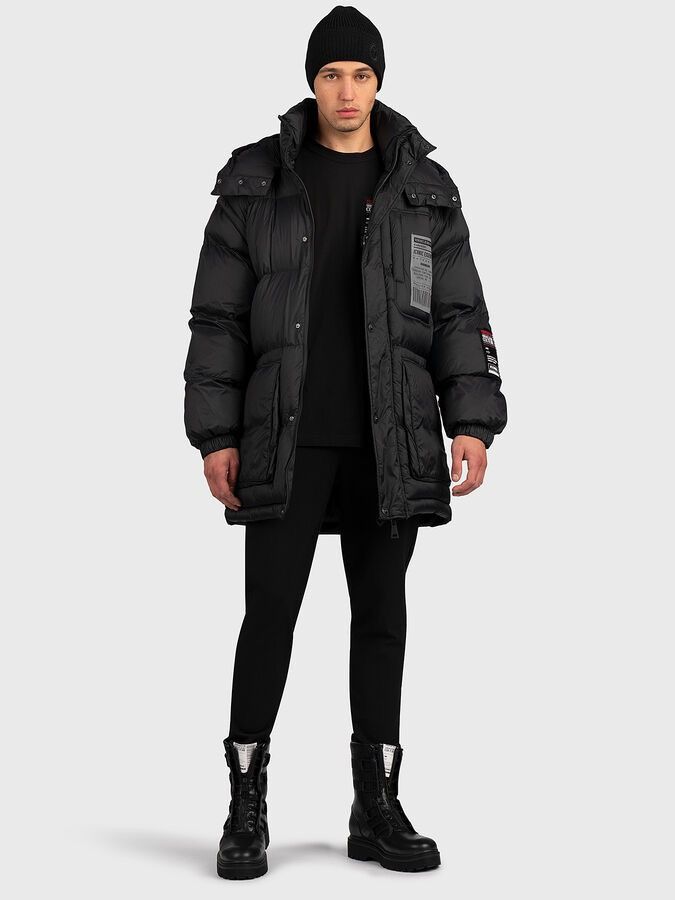 Versace logo-print hooded padded oversized puffer coat