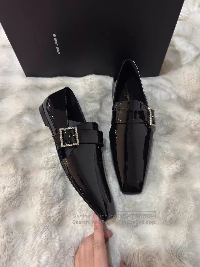 Saint Laurent Paris Saint Laurent Paris Crystal Buckle Loafers Leather Shoes Size US 10 / EU 43 - 1 Thumbnail
