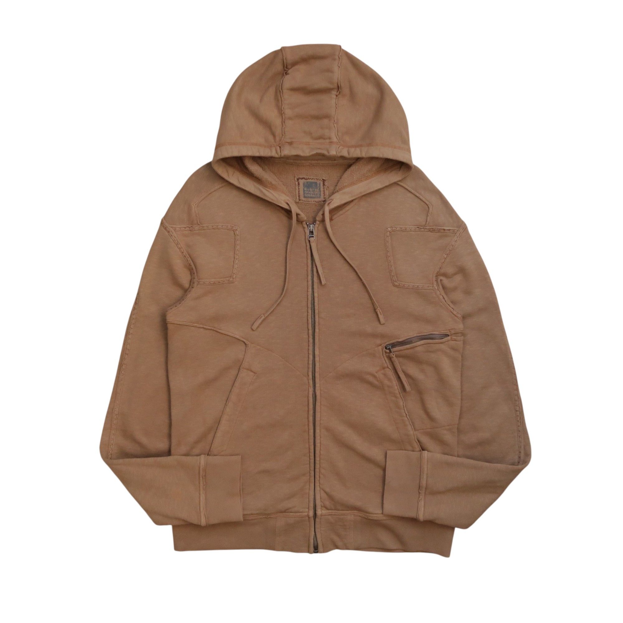 1990s Marithe Francois Girbaud Patchwork Brown Hoodie