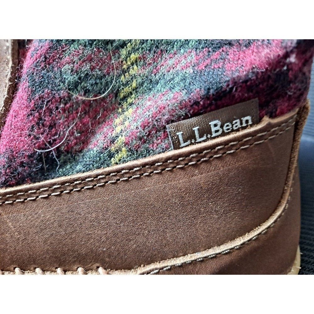 Other L.L.Bean Shearling Lined Moc Toe Plaid Wool Boots Lace Up Wo Size US 7 / IT 37 - 2 Thumbnail