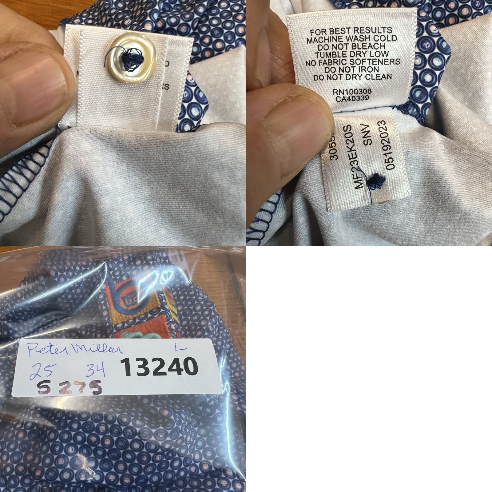 Peter Millar Peter Millar Southern Comfort Polo Mens L Geometric Blue Embroidered Logo Knit Short Sleeve Polo Shirt - Golf, Casual Size US L / EU 52-54 / 3 - 8 Thumbnail