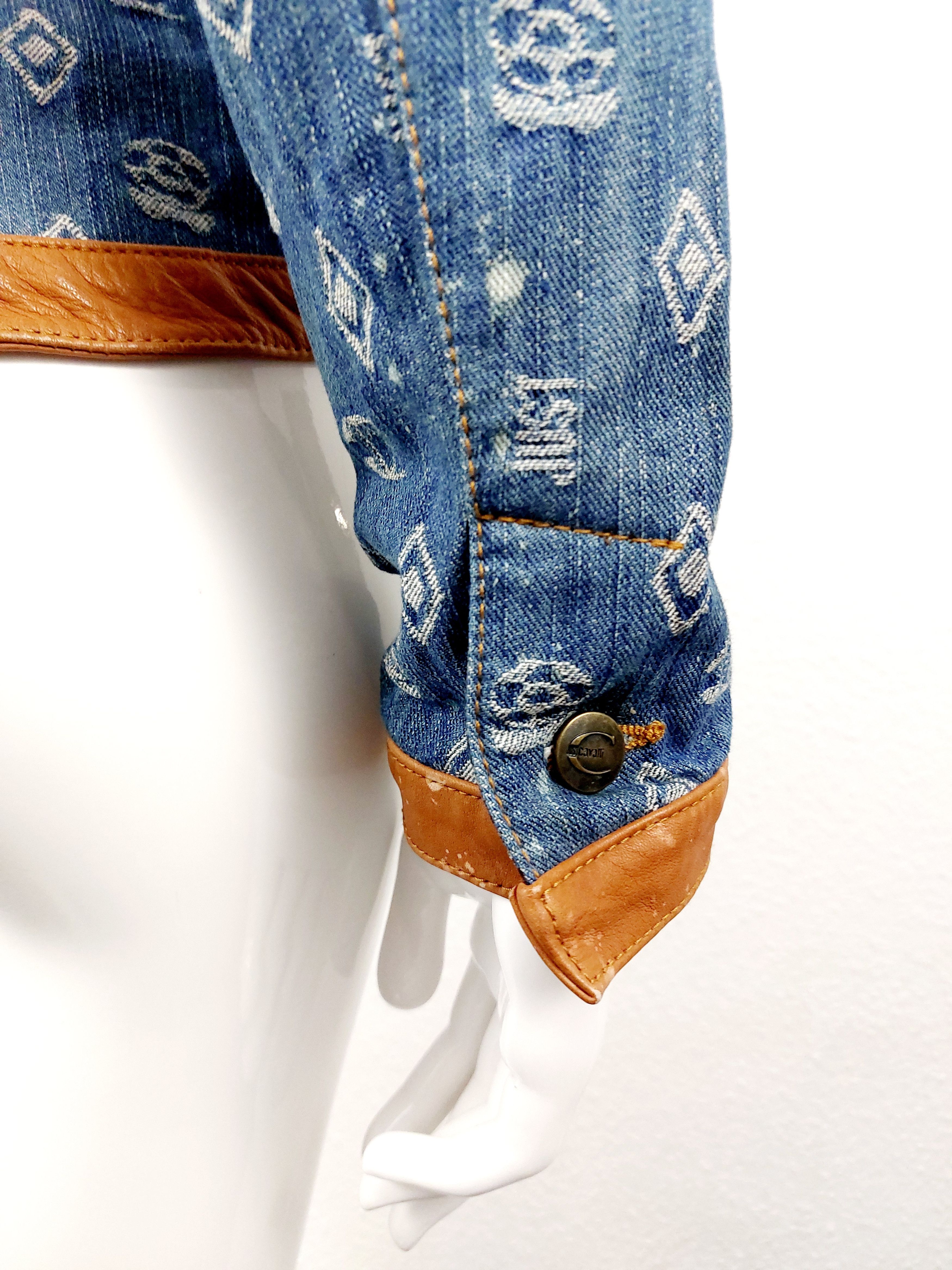 Roberto Cavalli Roberto Cavalli Leather Denim Monogram Logo Jeans Jacket Size S / US 4 / IT 40 - 12 Thumbnail